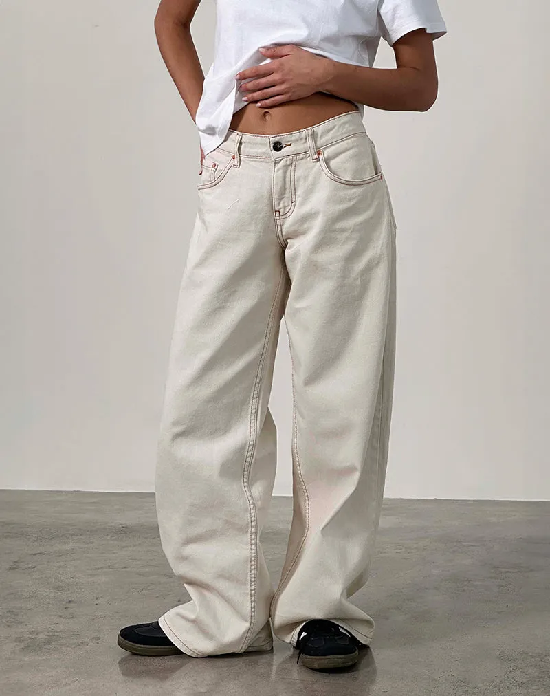 SoftTouch Roomy Extra Wide Low Rise Jeans in Off White