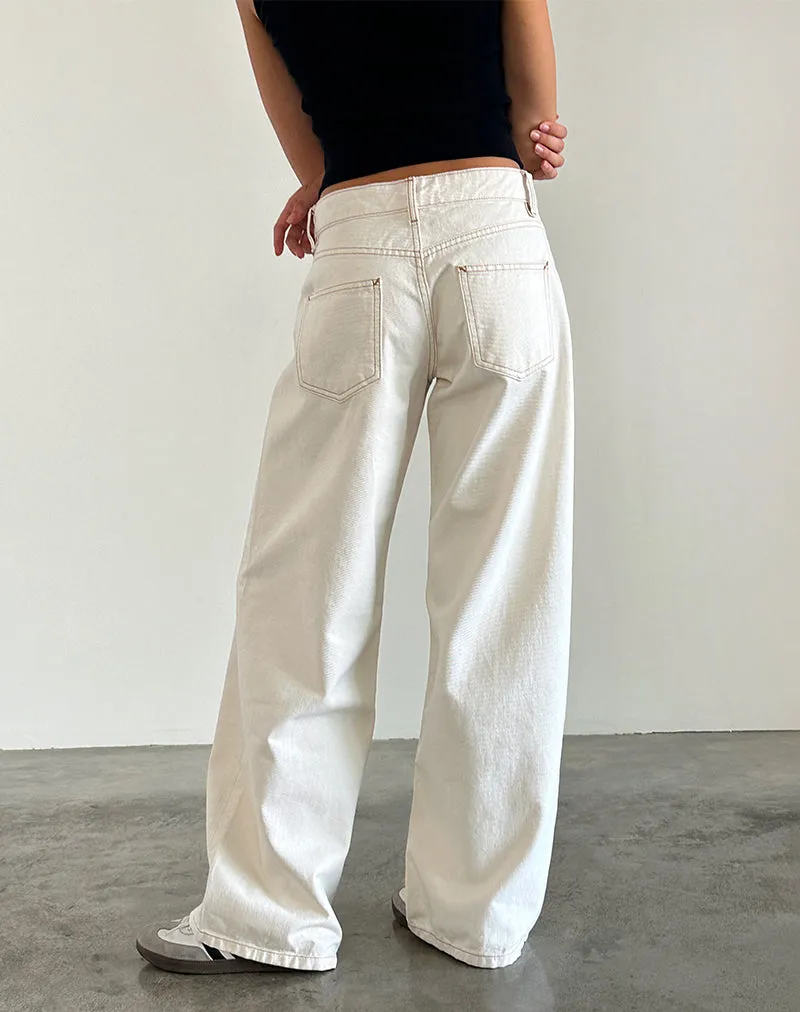 AntiSnagTechnology SustainableProduction Roomy Extra Wide Low Rise Jeans in Off White