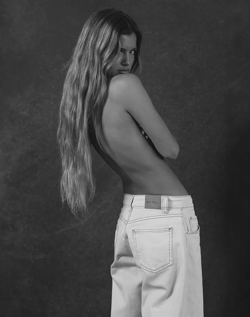 Roomy Extra Wide Low Rise Jeans in Off White Silent Mood OdorControlClothing