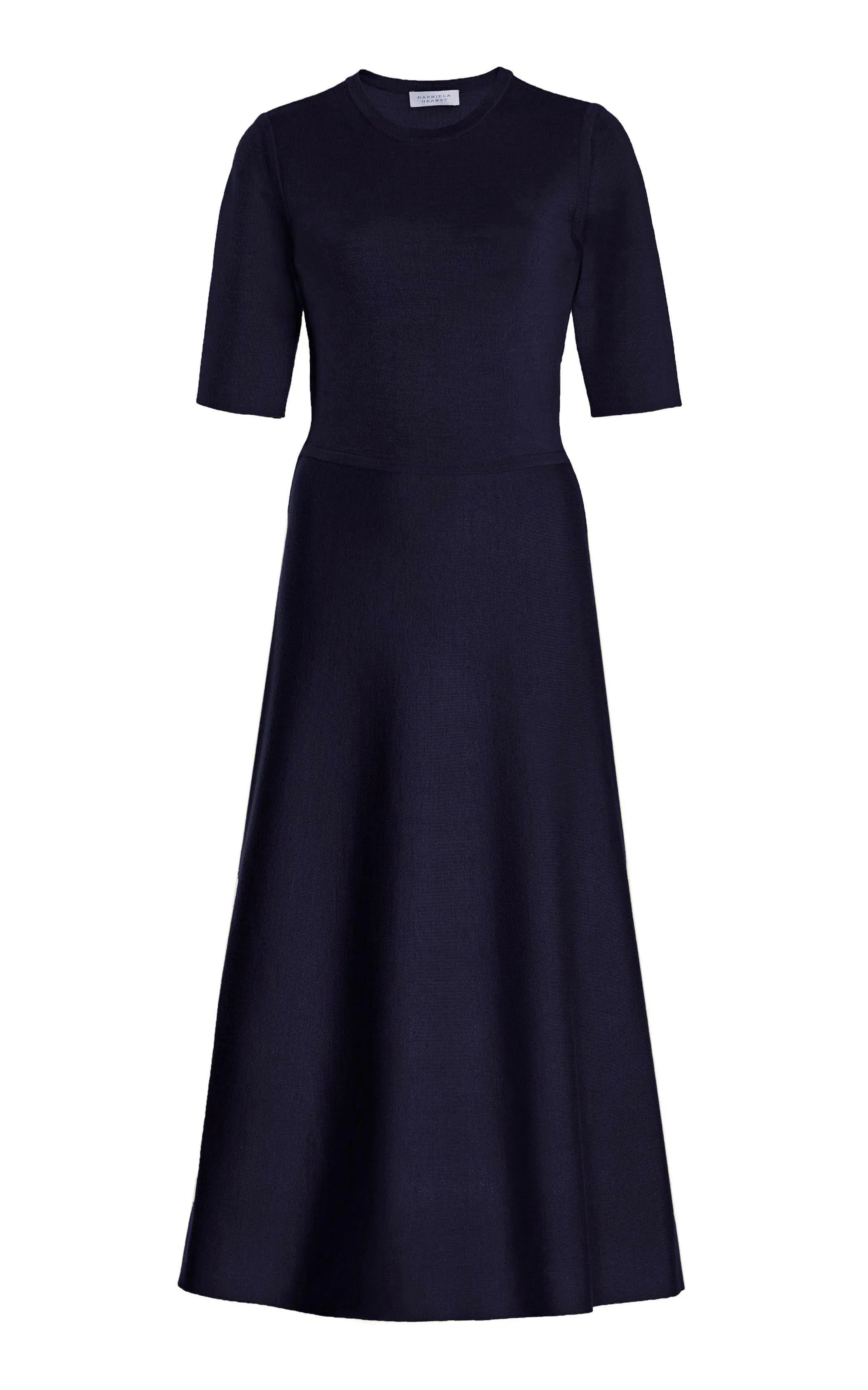 Seymore Knit Midi Dress in Dark Navy Merino Wool Cashmere Soft Jersey