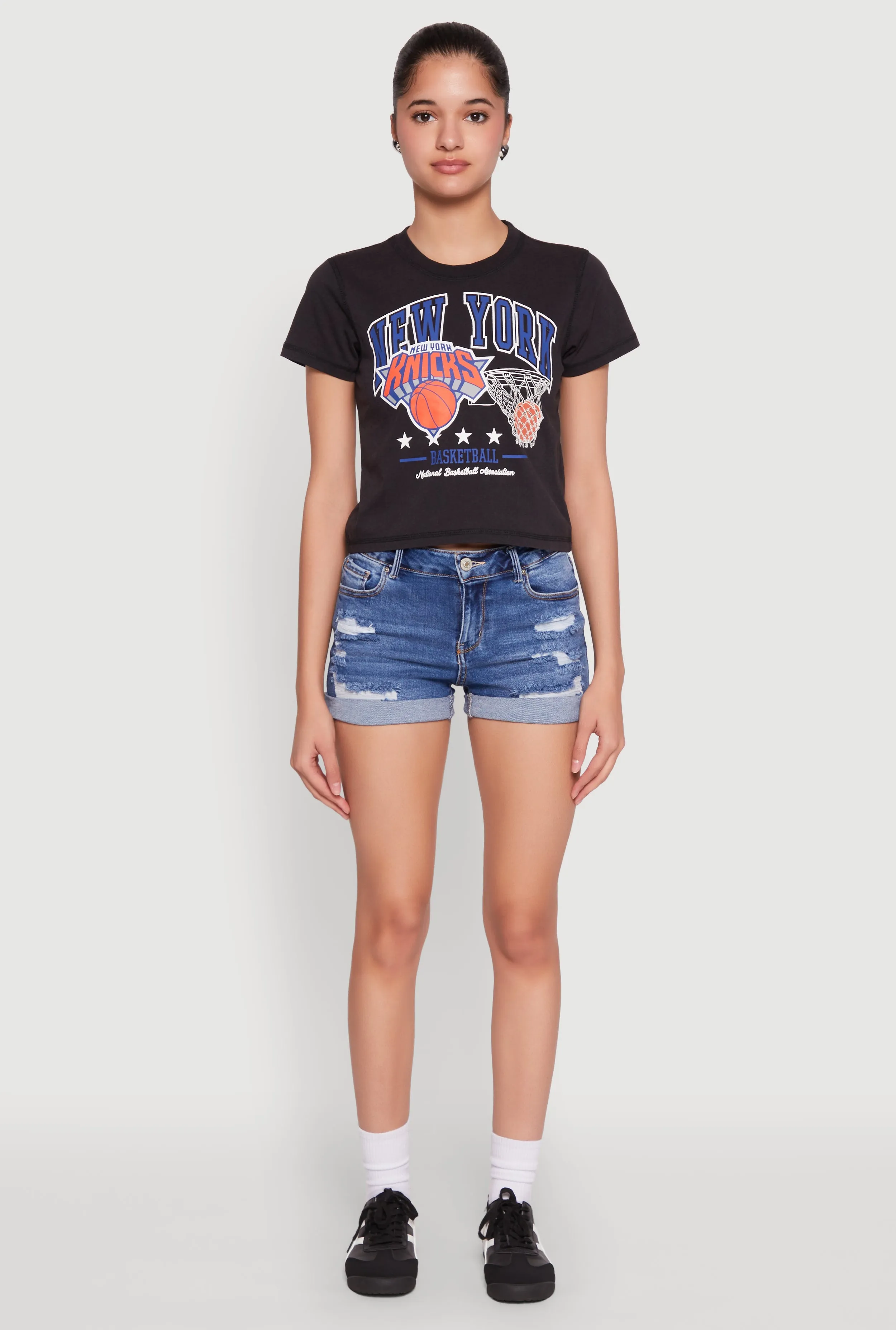 NBA New York Knicks Cropped Tee Comfy Look Wear Comfortable Layering