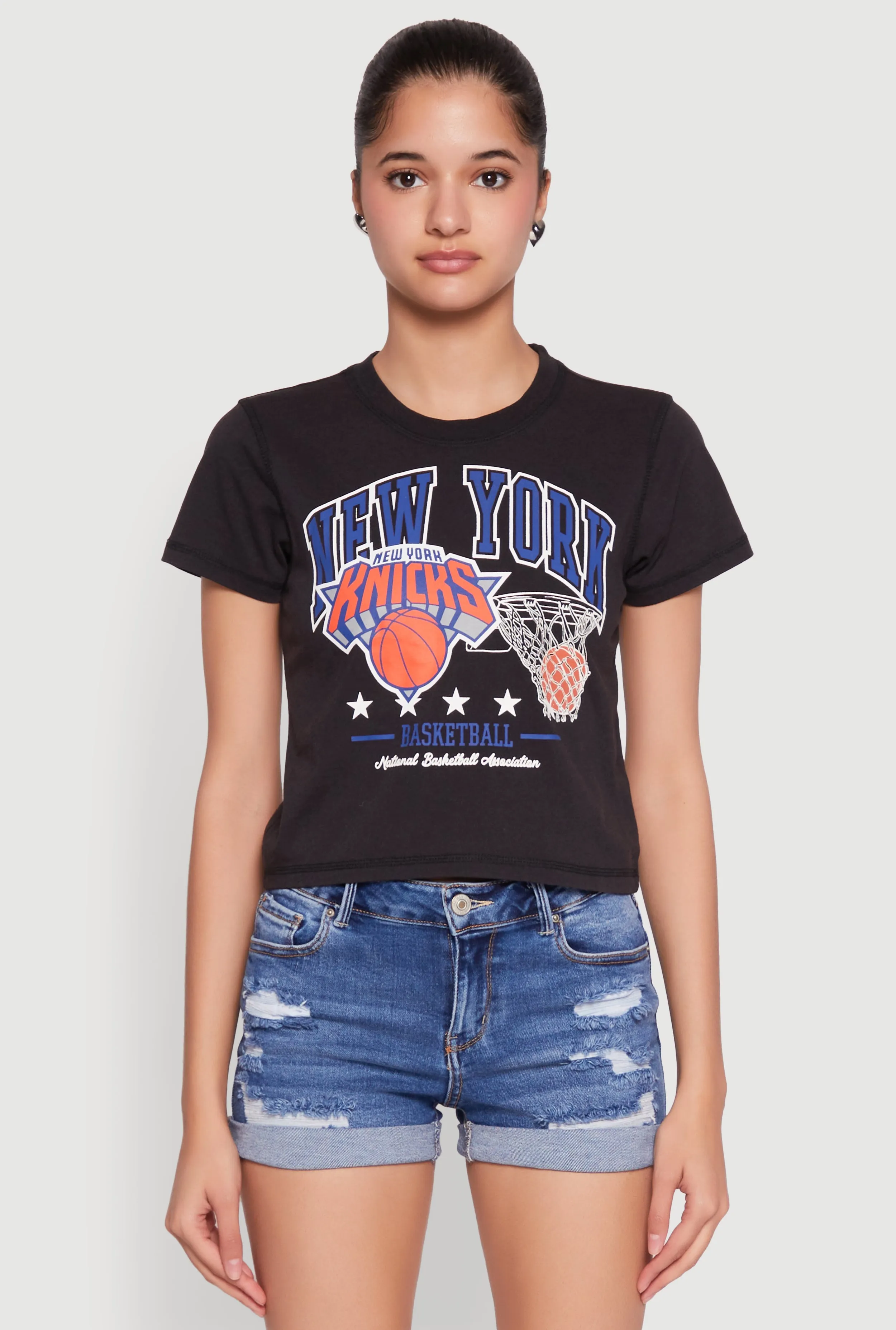 Chic Casual Wear Leisure Wear NBA New York Knicks Cropped Tee