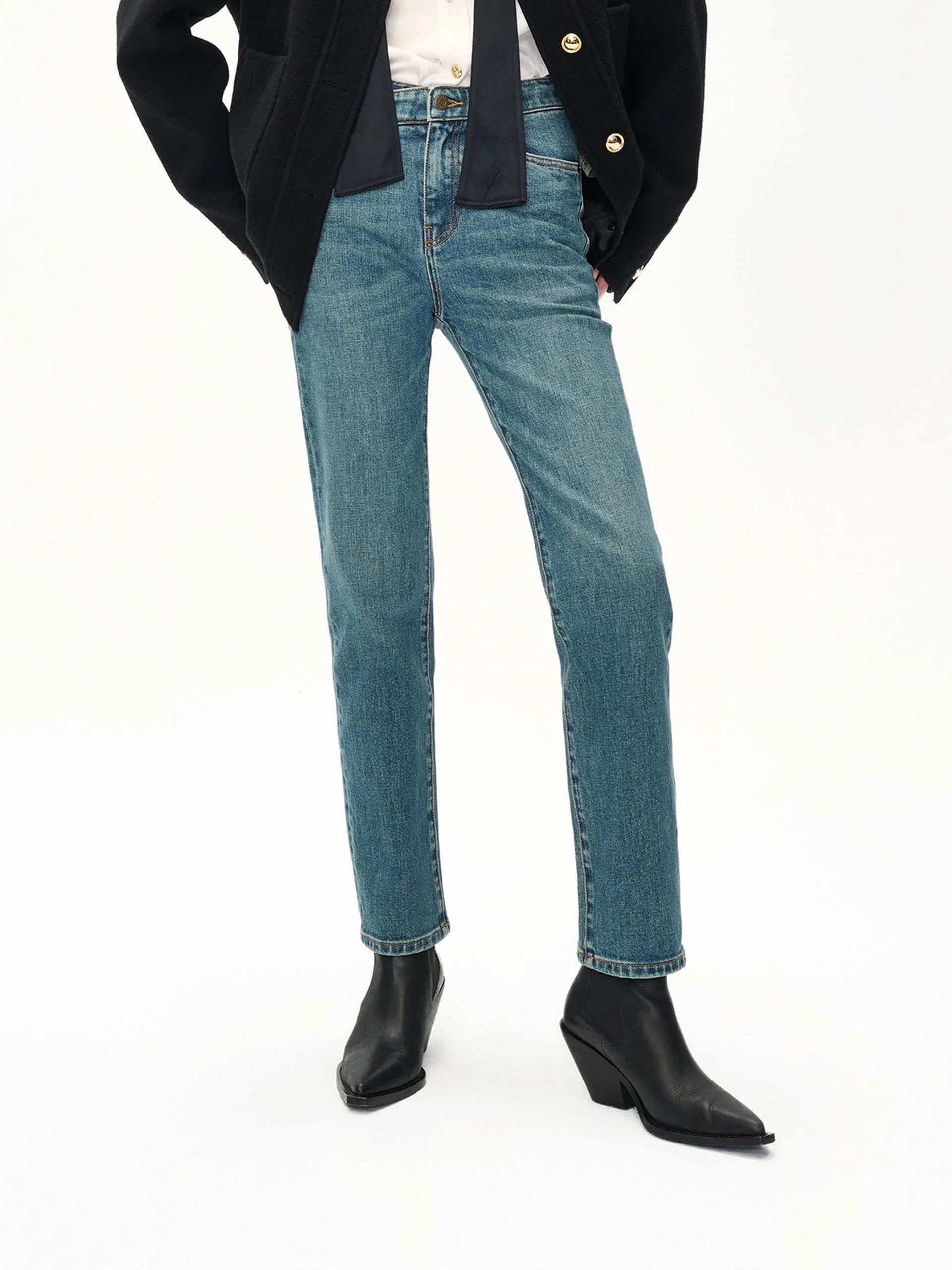Date Night Daily Wear Asymmetric Waist Ankle Jeans