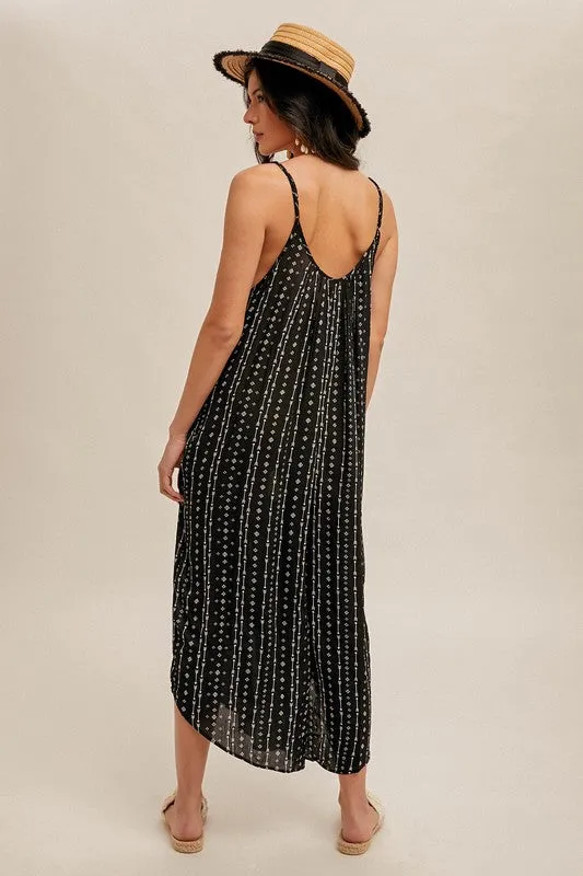 AntiClingFabric NonSlip Grips Boho Black Relaxed Jumpsuit