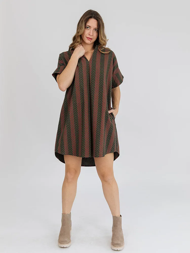 Chennai Mini Dress - Chevron Fern Red Creative Glow Self Love