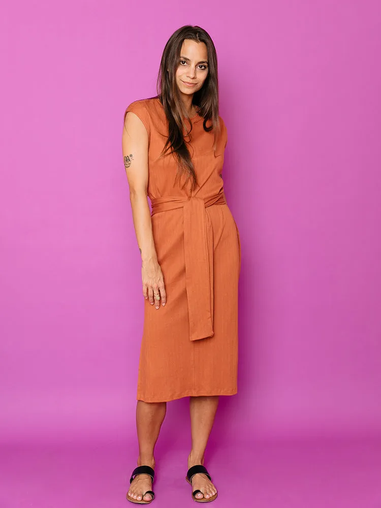AdjustableHemline Sasha Shift Dress - Sandstone Rib Knit