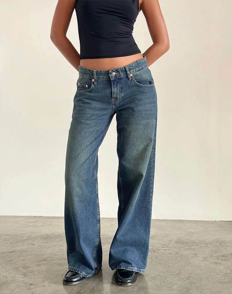 Work Mix Roomy Extra Wide Low Rise Jeans in Bright Blue