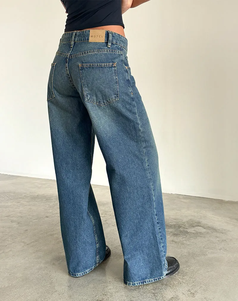 SustainableCertified Fashion Core Roomy Extra Wide Low Rise Jeans in Bright Blue