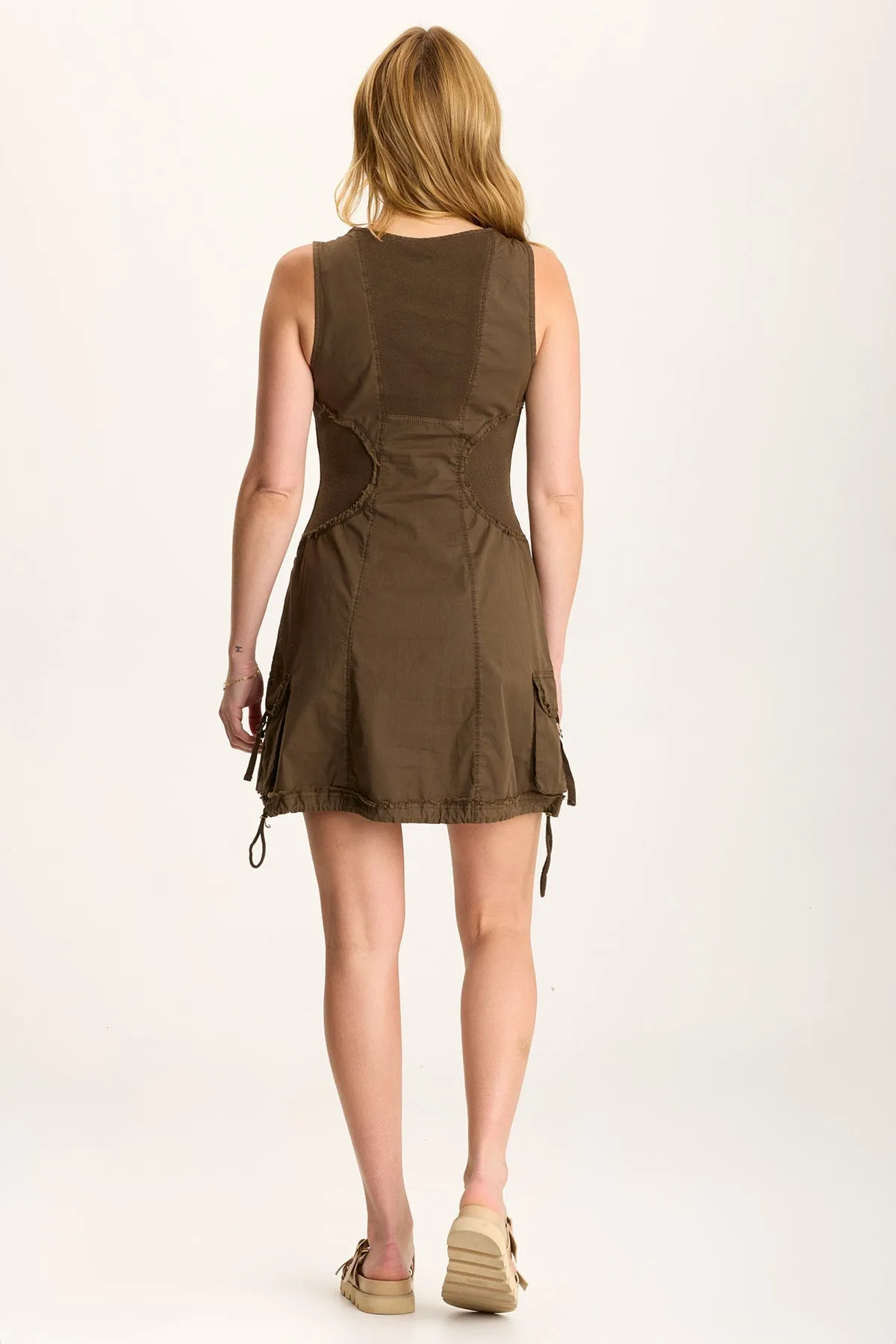 AntiStatic Treatment Damara Poplin Cargo Mini Dress