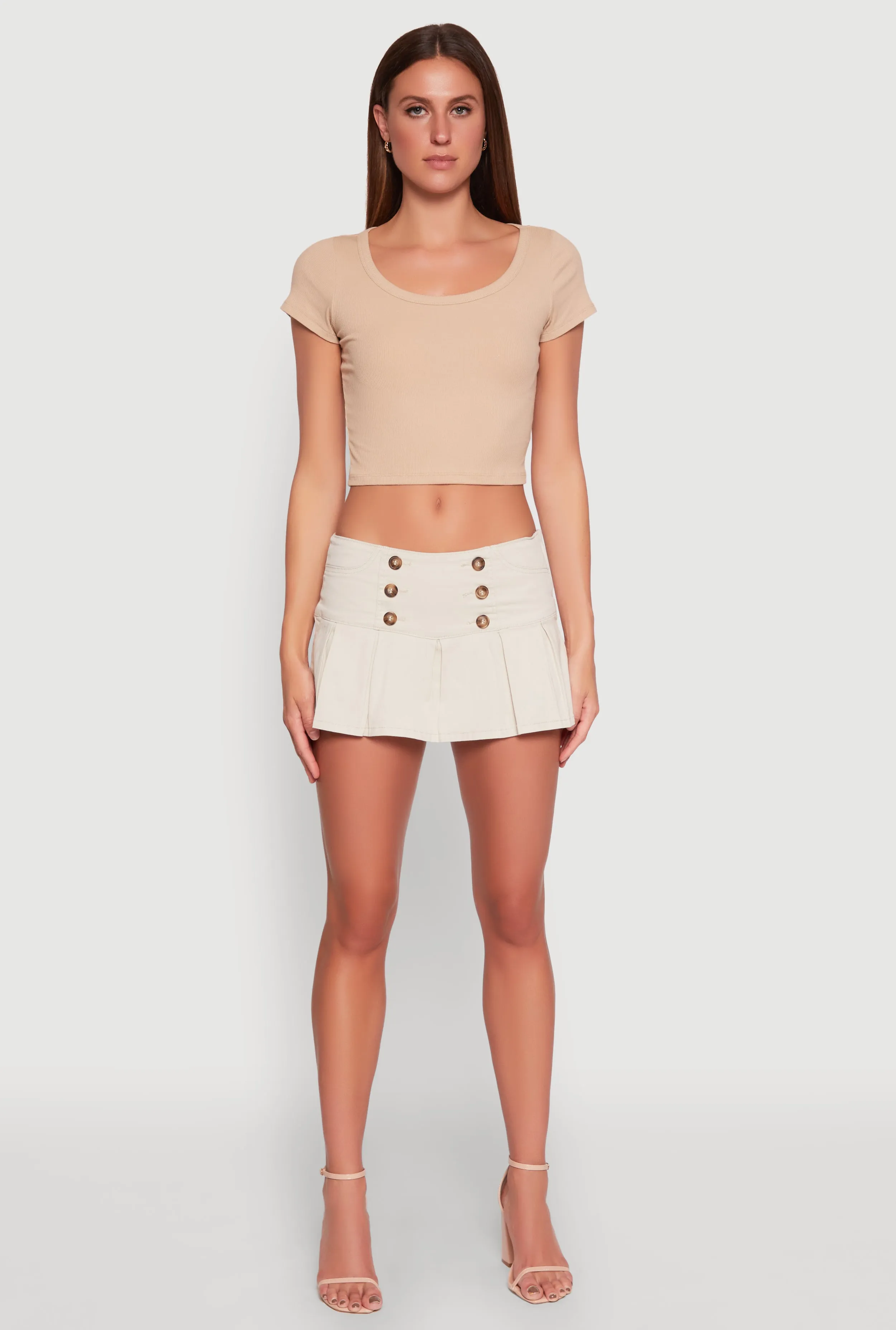 Almost Famous Side Zip Pleated Sailor Skort Soft Outfit