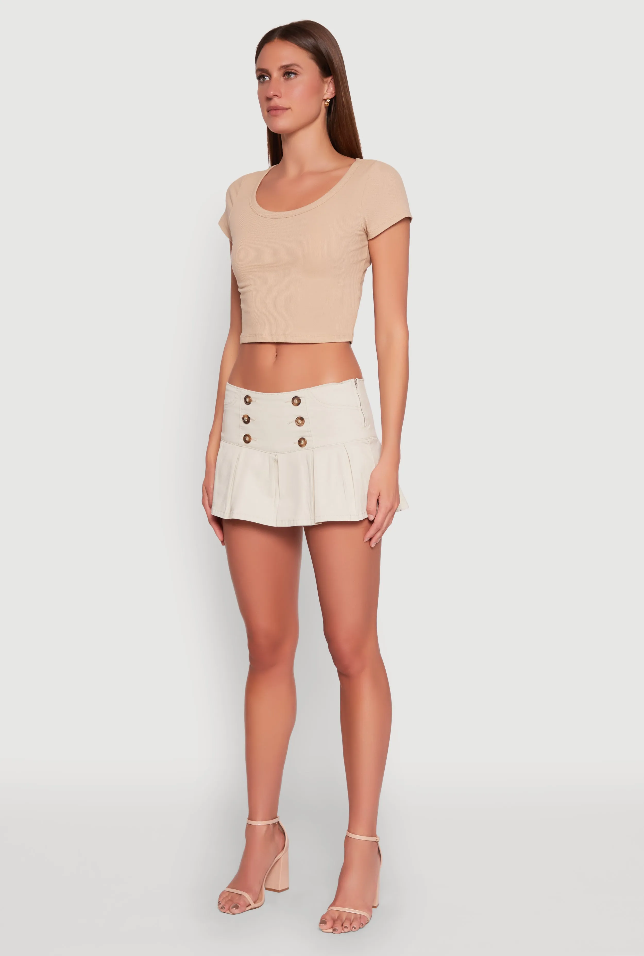 Almost Famous Side Zip Pleated Sailor Skort Midi length Functional Look