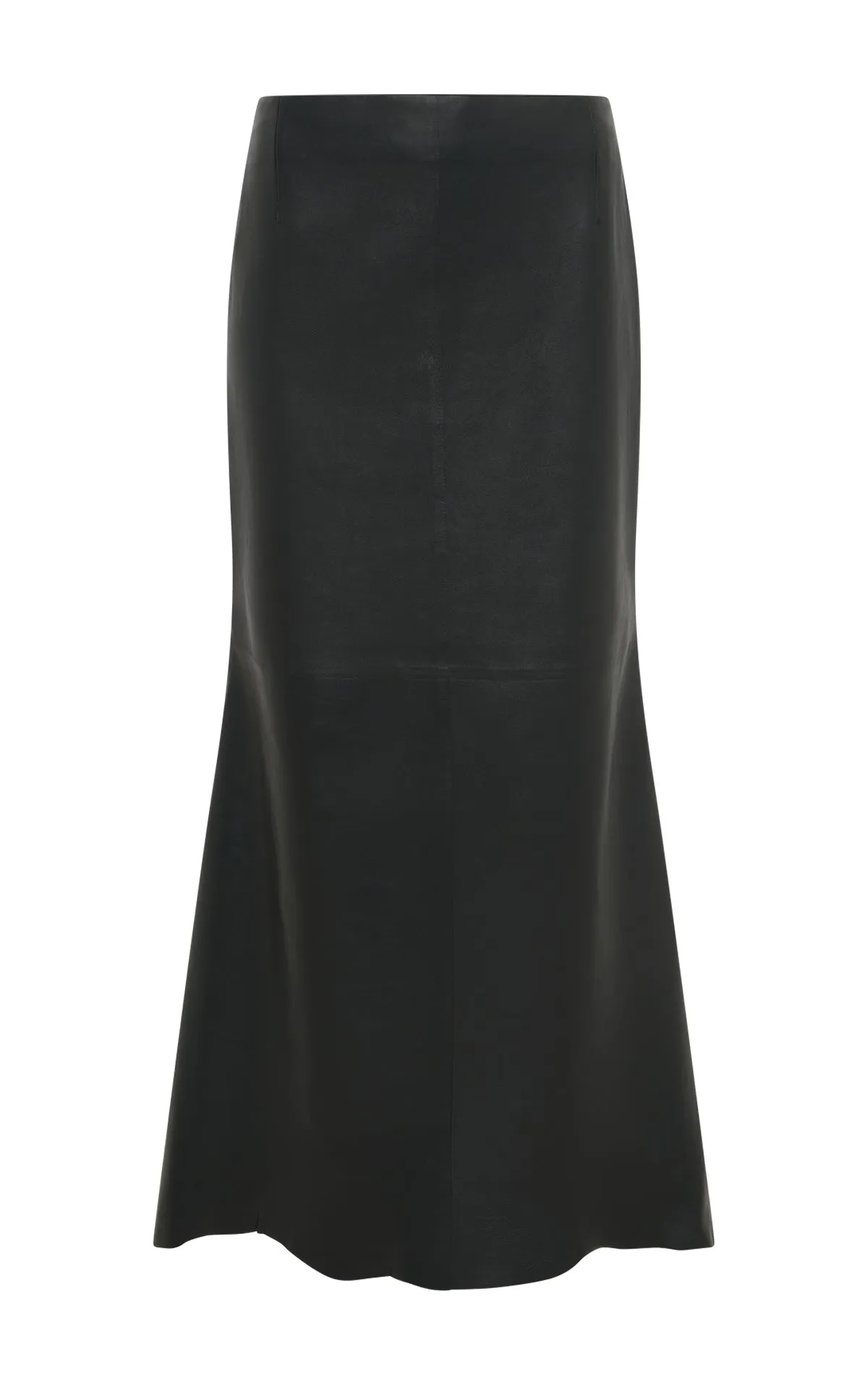 Edwardo Raw Cut Midi Skirt in Black Soft Leather Chic Look High Density Weave