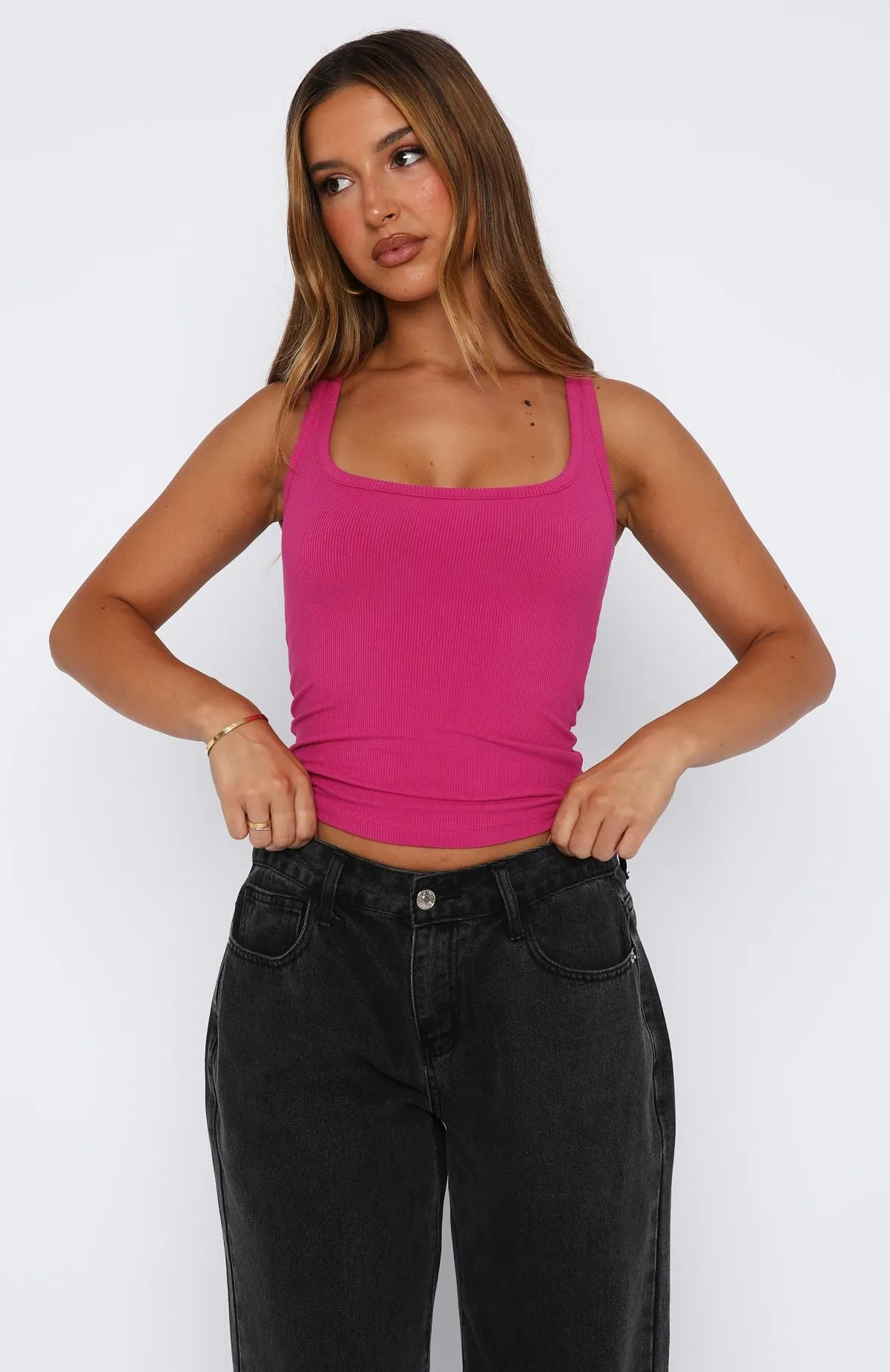 Filled With Life Ribbed Tank Berry low speed Multi Functional Pocket Design