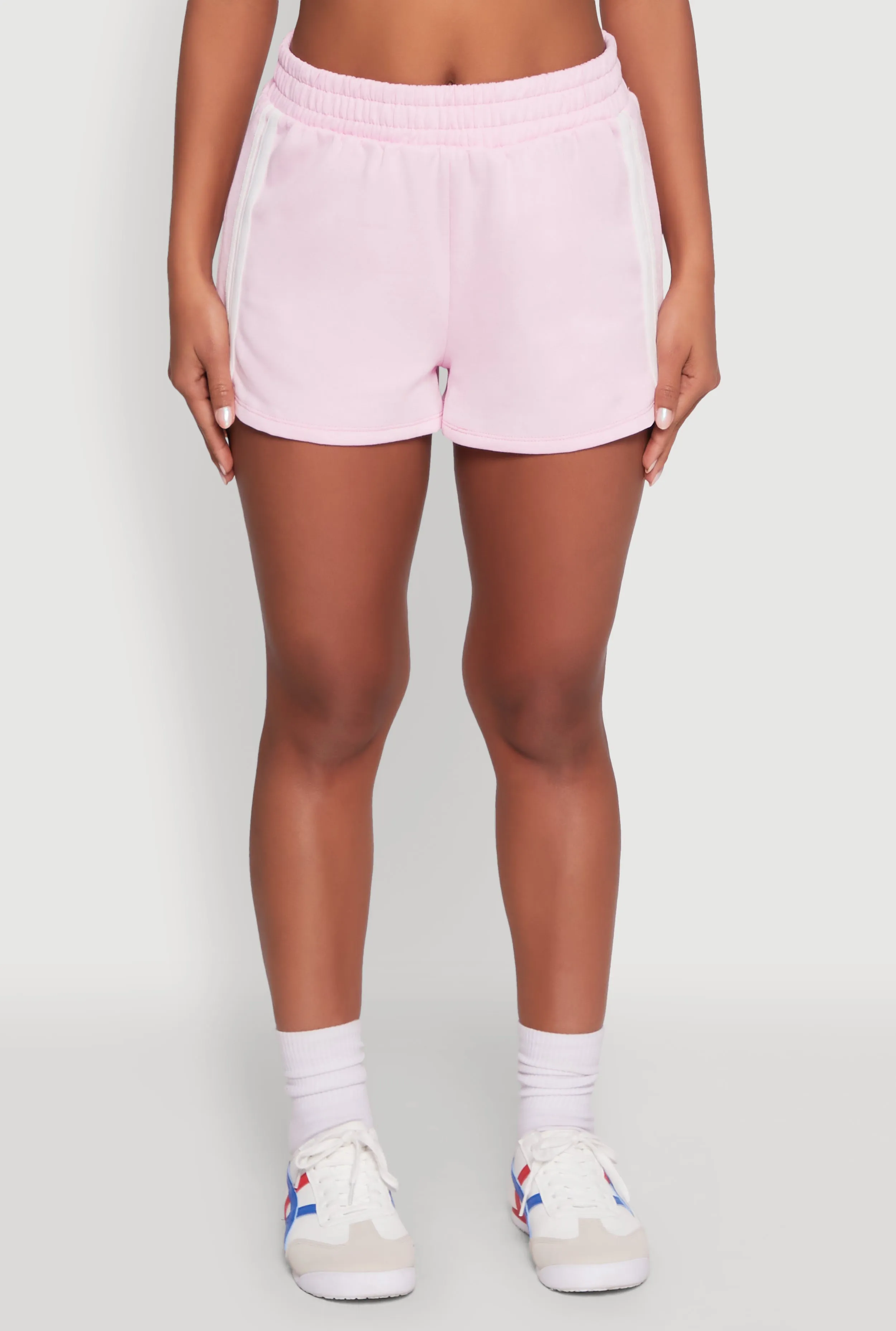 Iris High Waisted Varsity Stripe Fleece Shorts On-The-Go Style