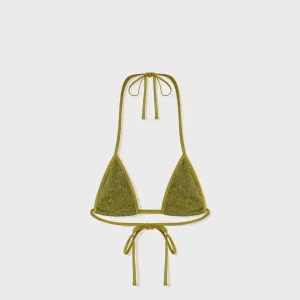 Asta Resort Lio Bikini Top - Olive Oil Sequin Supportive Cradle Design