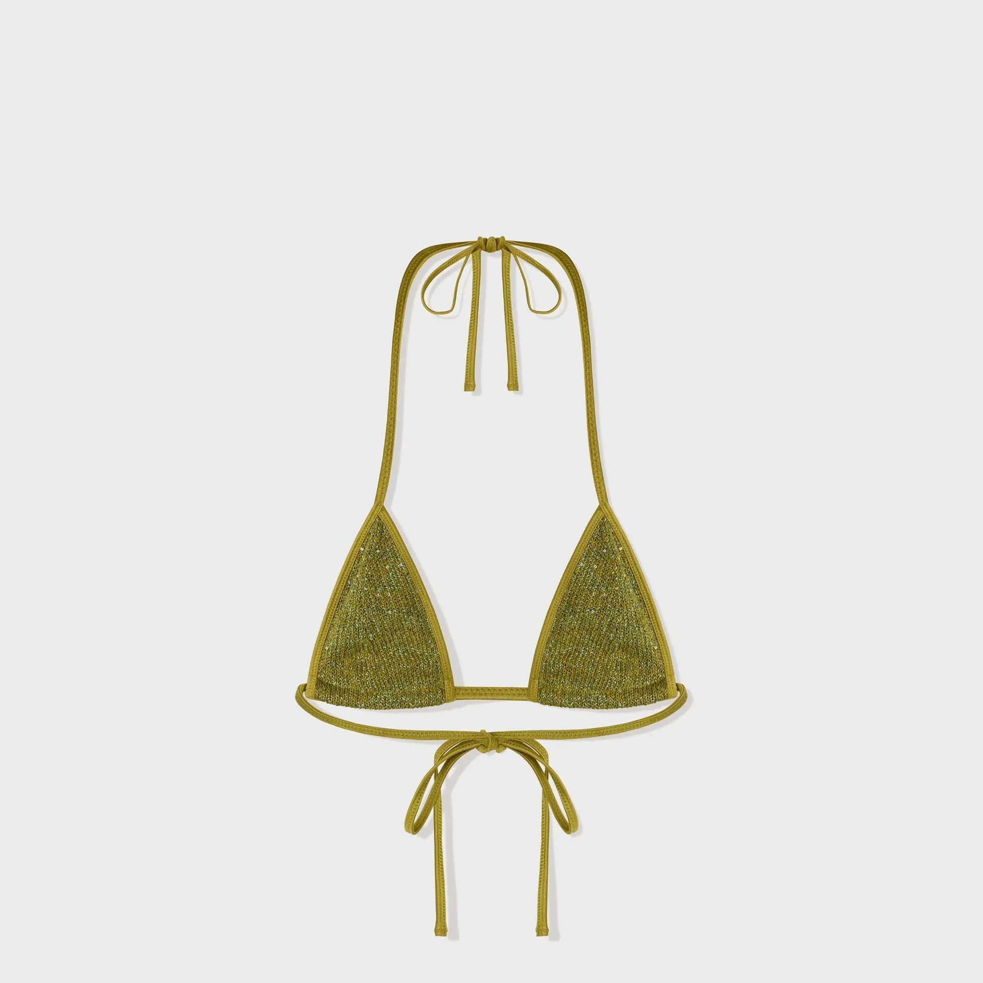 Rash Free Fabric Asta Resort Lio Bikini Top - Olive Oil Sequin