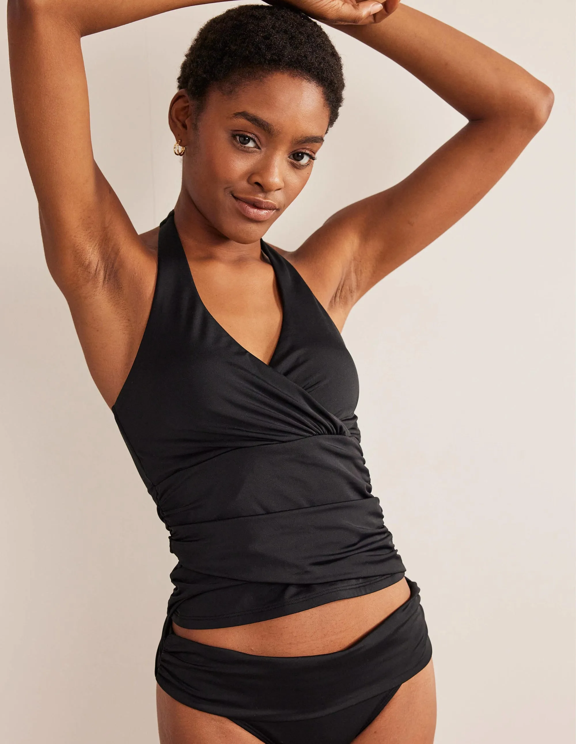 Levanzo Halter Tankini Top-Black UPF 50  Protection Hypoallergenic Lining