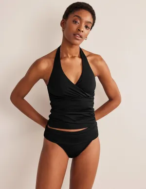 Colorfast Fabrication Reinforced Side Panels Levanzo Halter Tankini Top-Black