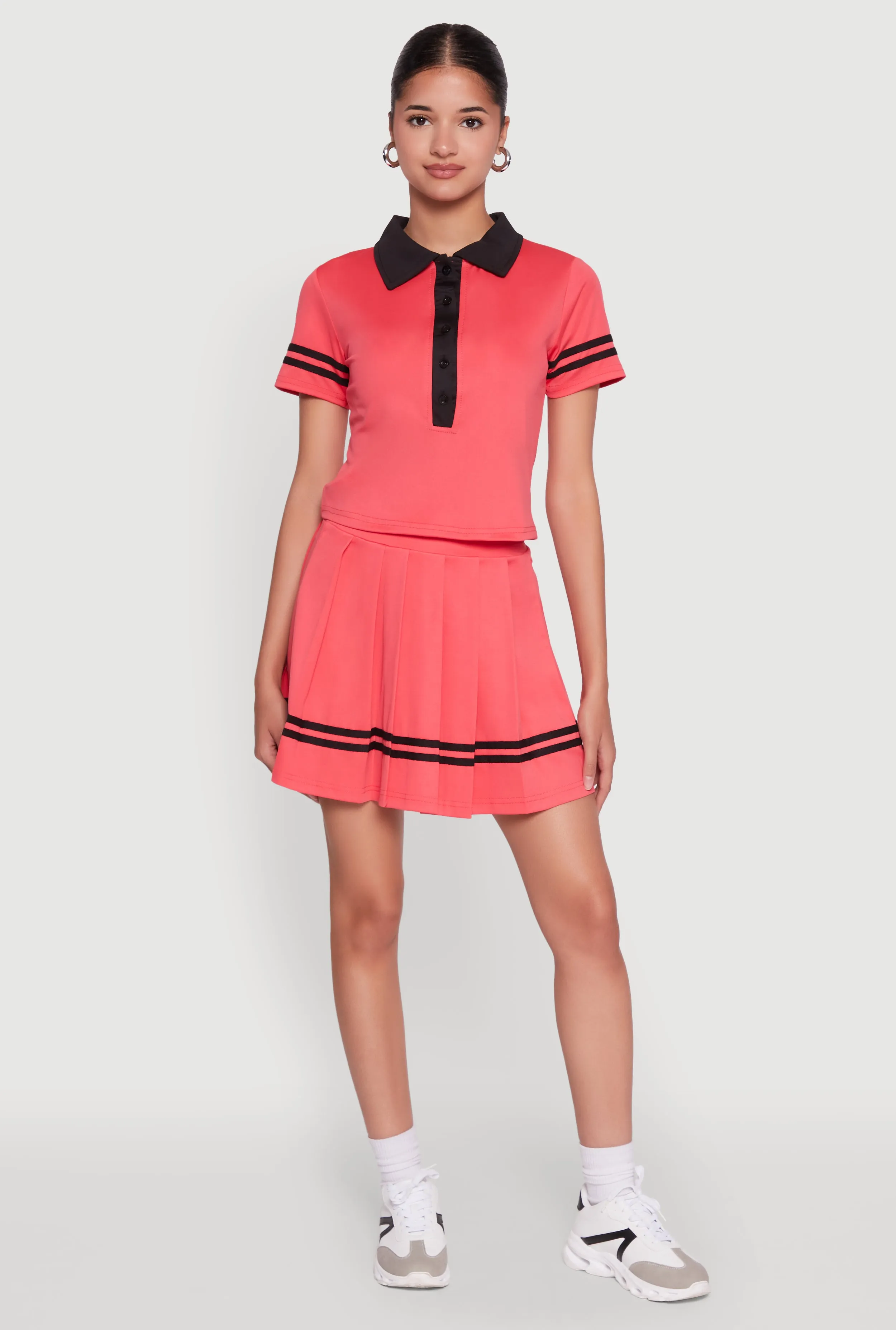 Multi Purpose Fabric Trendy Varsity Stripe Pleated Mini Skirt