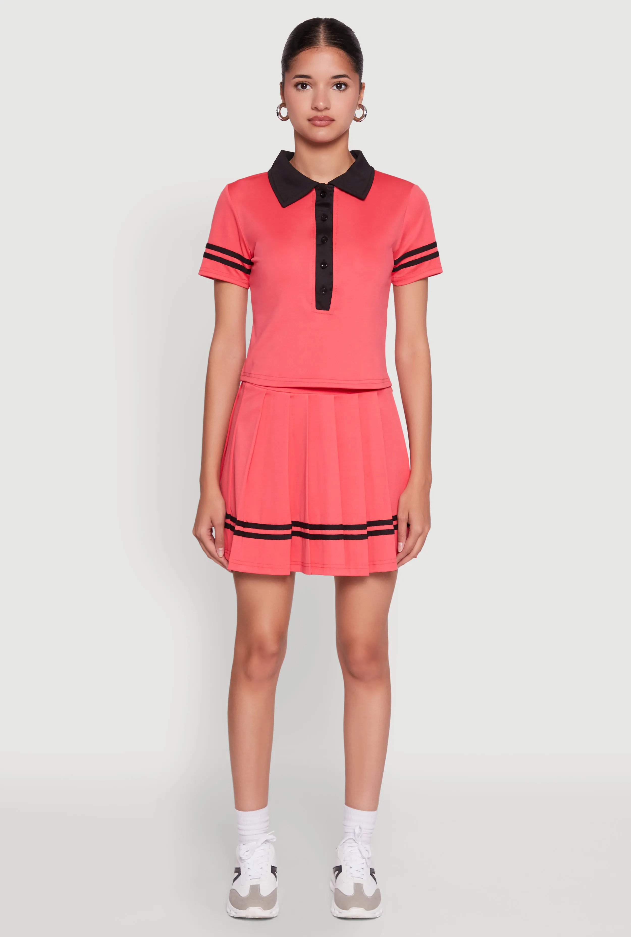 Casual Moments Trendy Varsity Stripe Pleated Mini Skirt