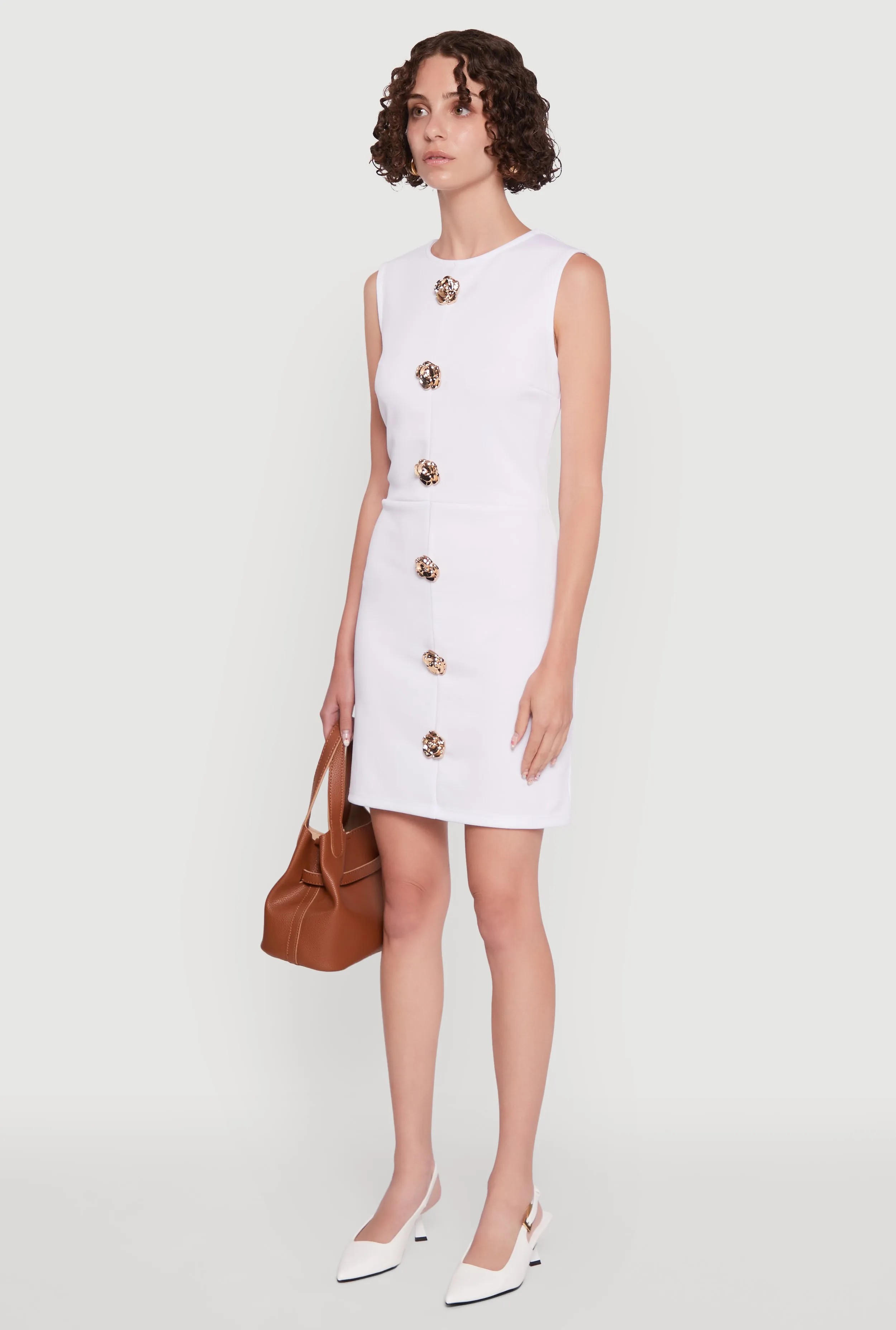 Shoot Ready Metallic Rose Detail Mini Sheath Dress