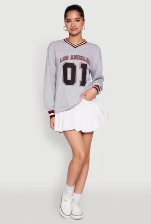 Almost Famous Varsity Graphic Long Sleeve Top BreathableMeshLining
