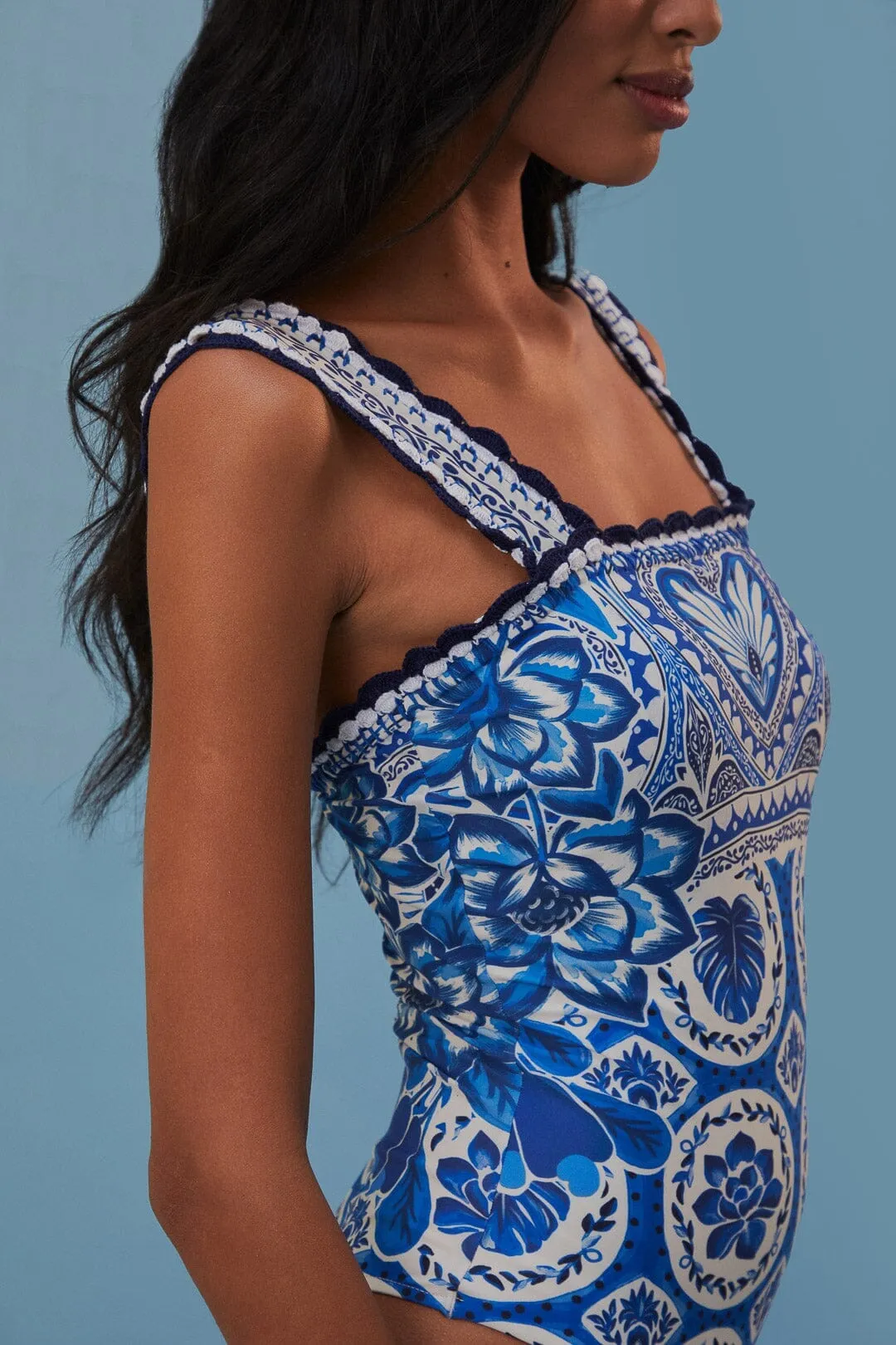 Recycled Polyester Blue Tile Dream One Piece Swimsuit