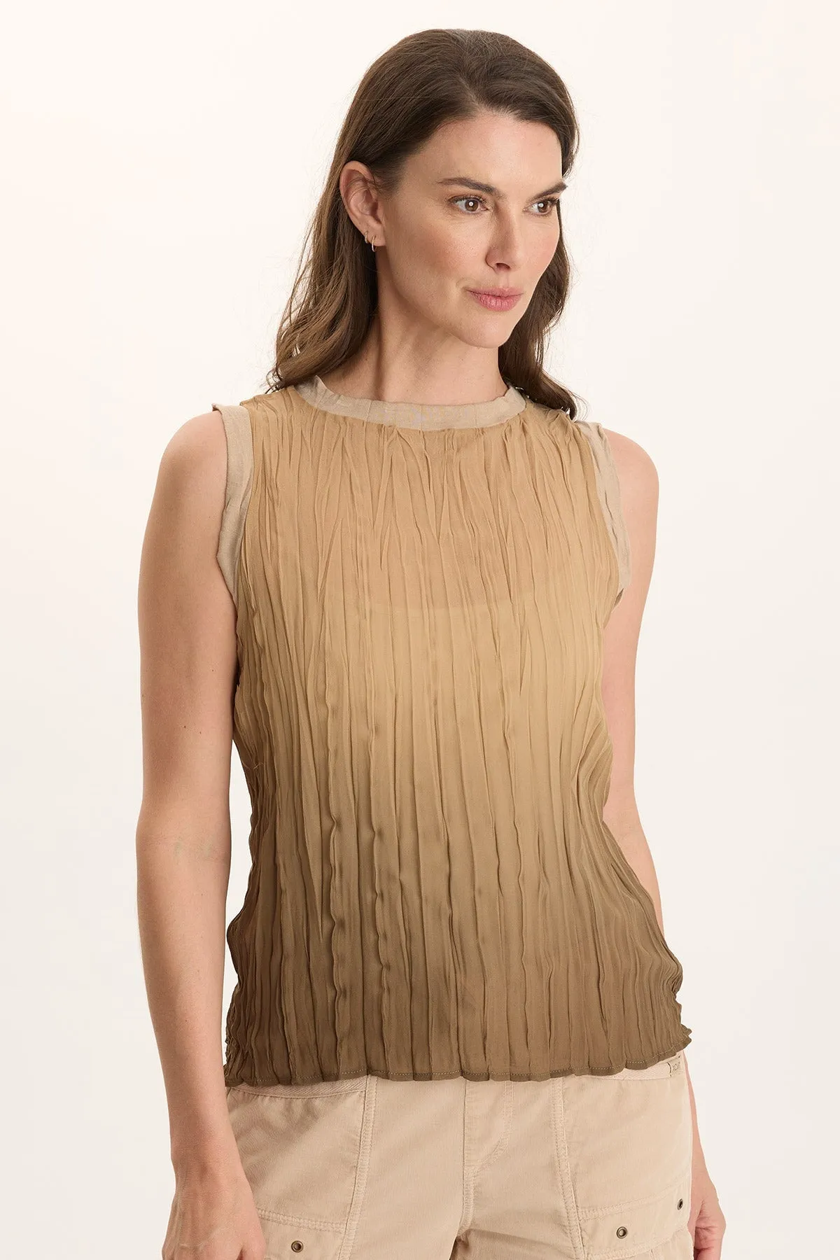 Idonia Crinkle Pleat Semi-Sheer Tank SoftenedEdges