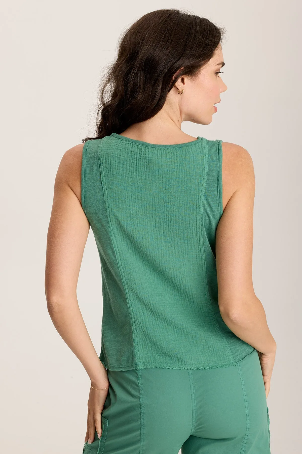 Kirkley Gauze/Jersey V-Neck Tank Sustainable Base