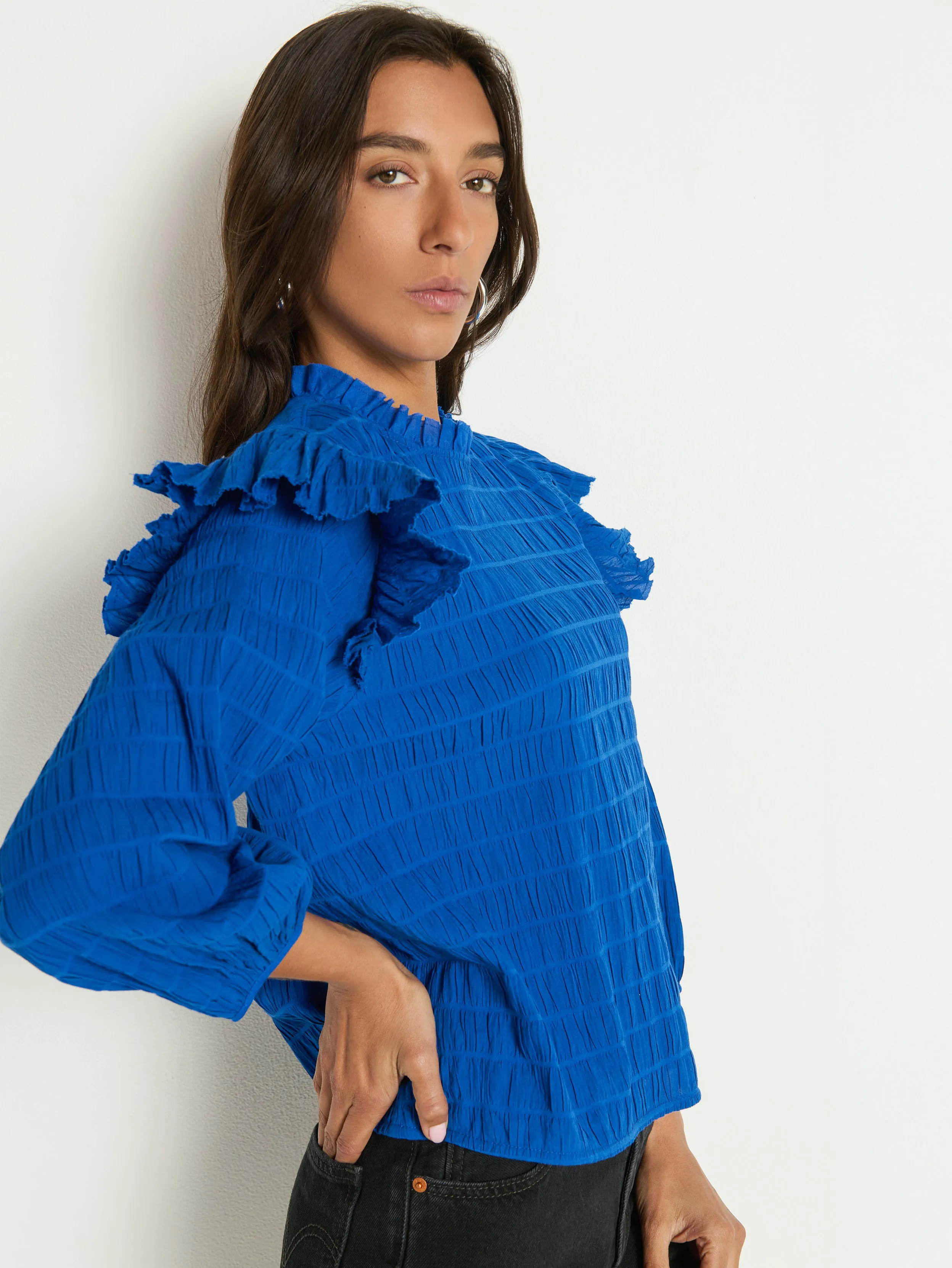 Aria Ruffle Top Beauty Glow