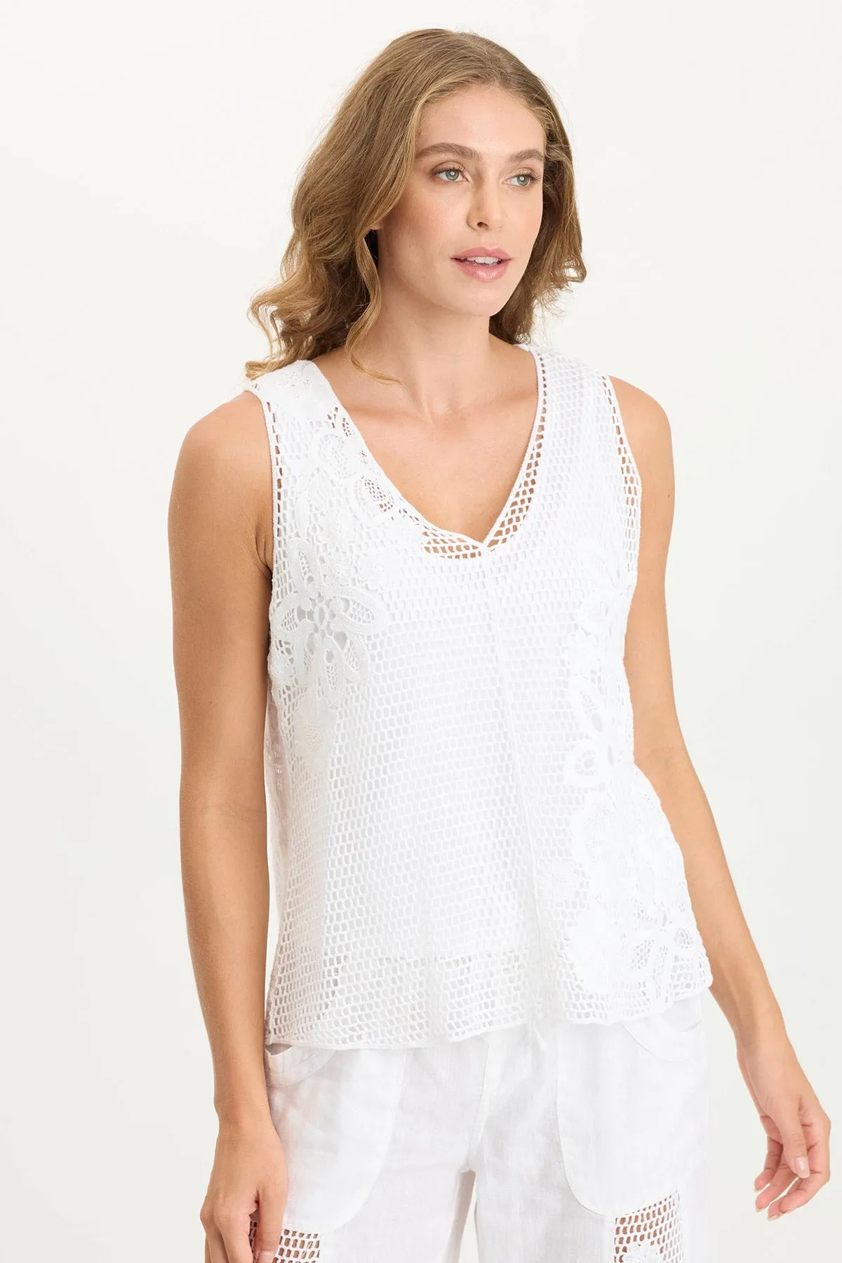 Chariss Crochet V-Neck Tank Top Hero Mode Recycled Fit