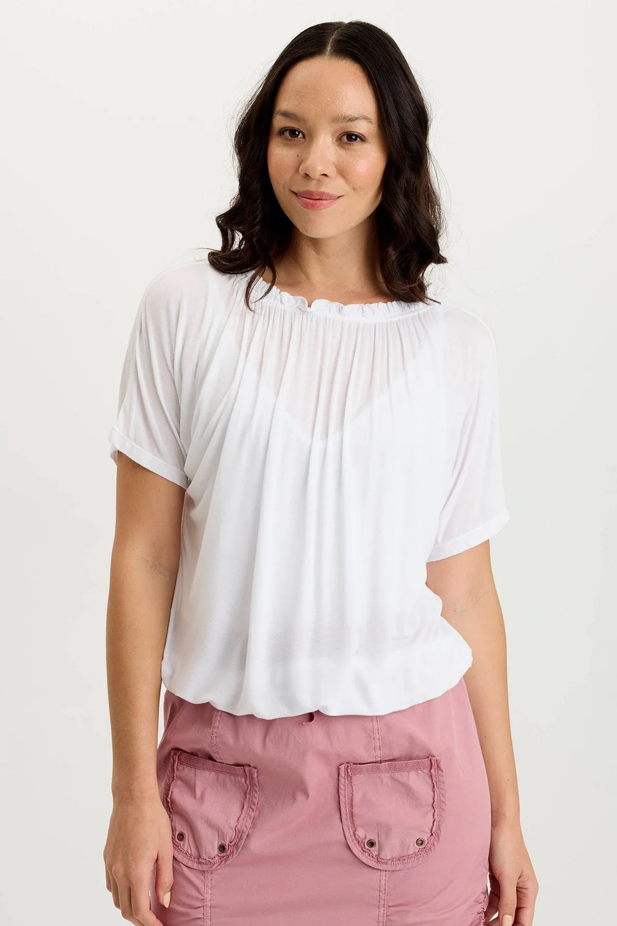 Downtown Cool Deitra Jersey Shirred Tee