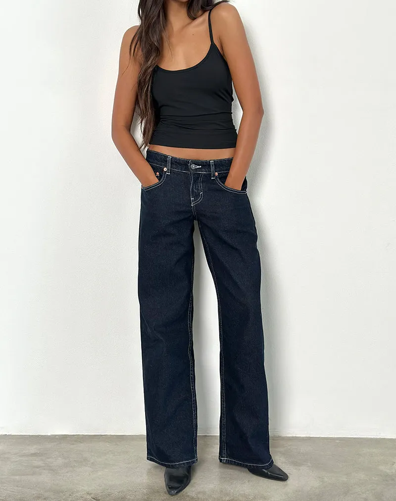 Focus Fit Low Rise Parallel Jeans in Indigo with Contrast Stitch