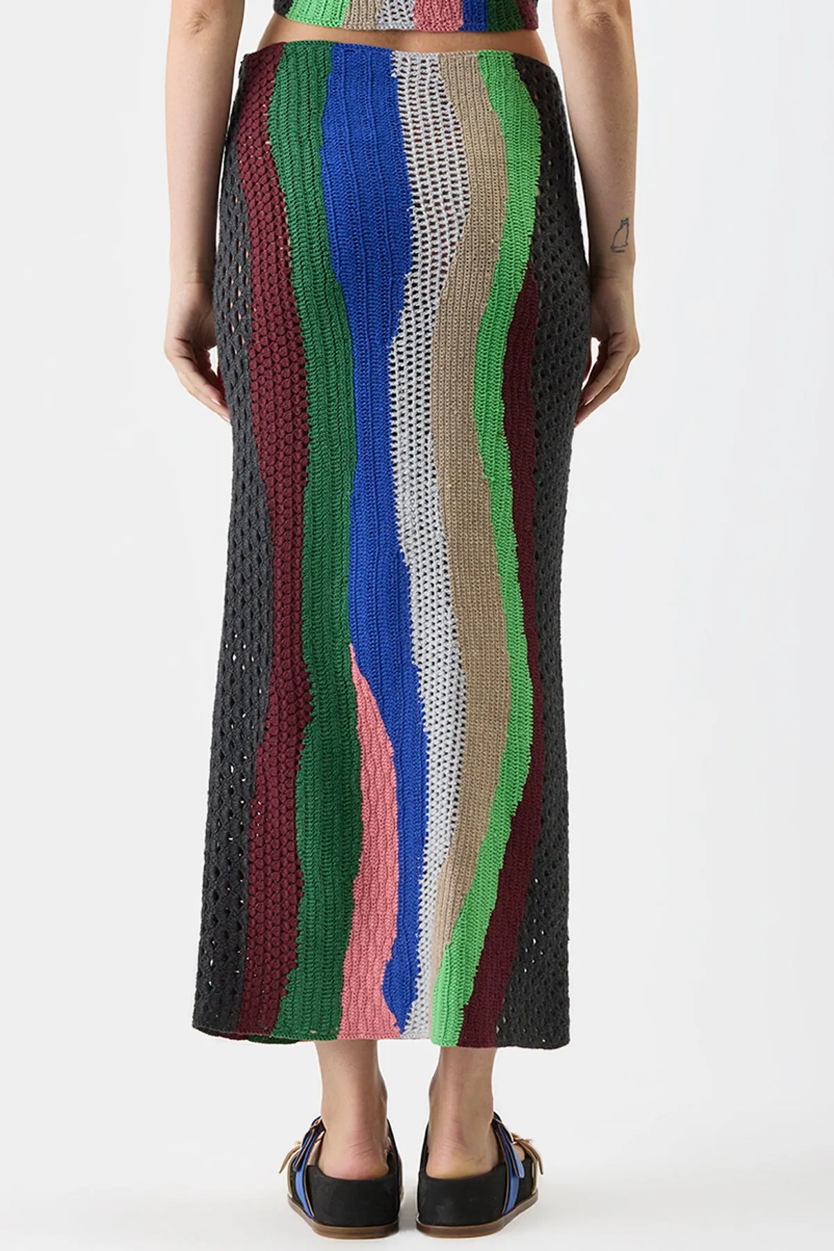 Fatima Crochet Maxi Skirt in Multi Cashmere Camera Glow
