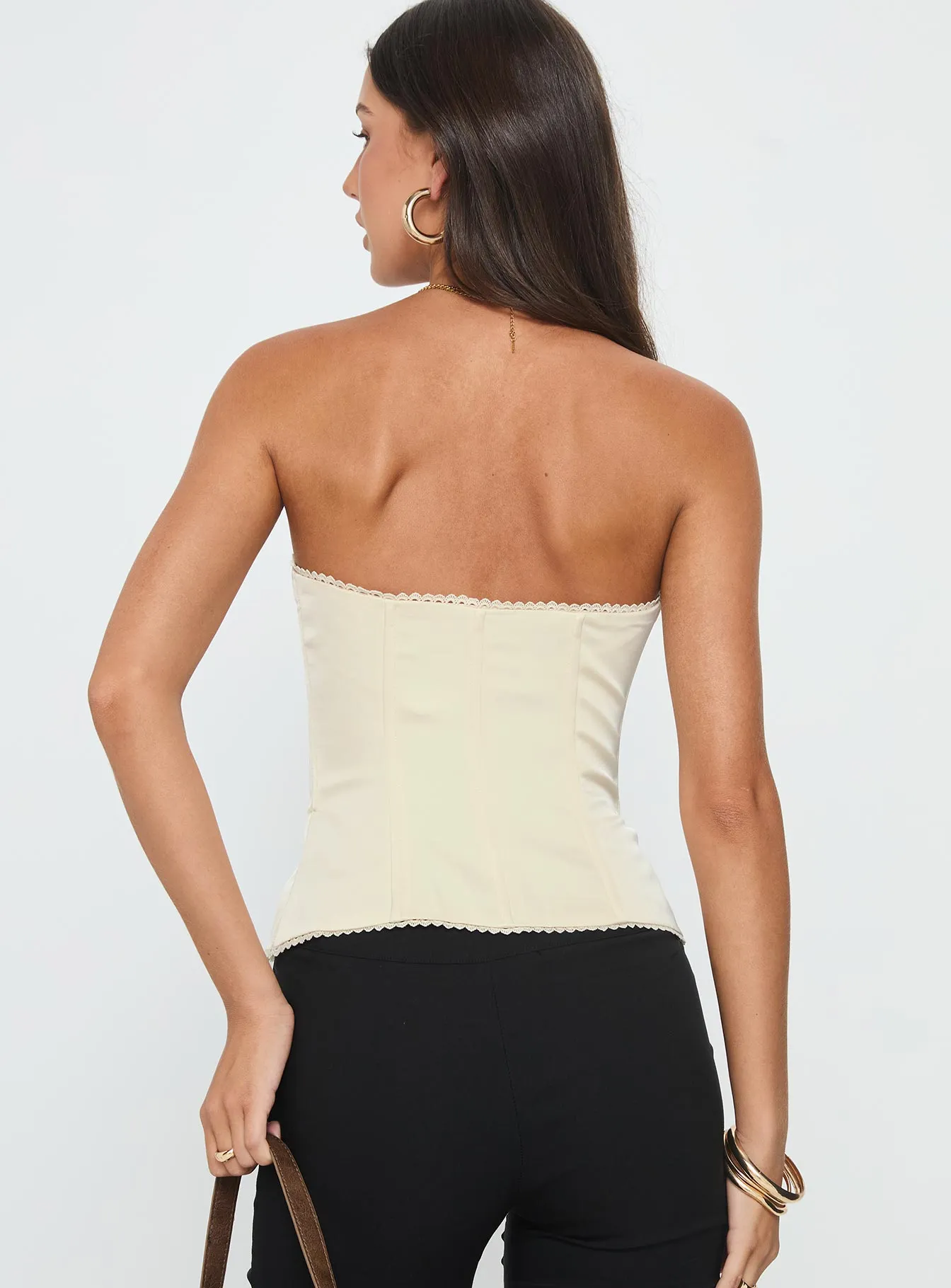 ZonalVentilation MeshPanel Jazzy Strapless Corset Top Cream Floral