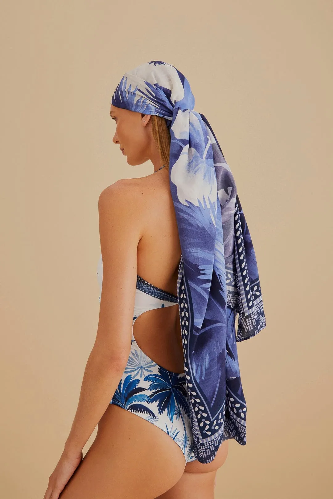 Low Profile Stitching Dream Sky One Piece Swimsuit