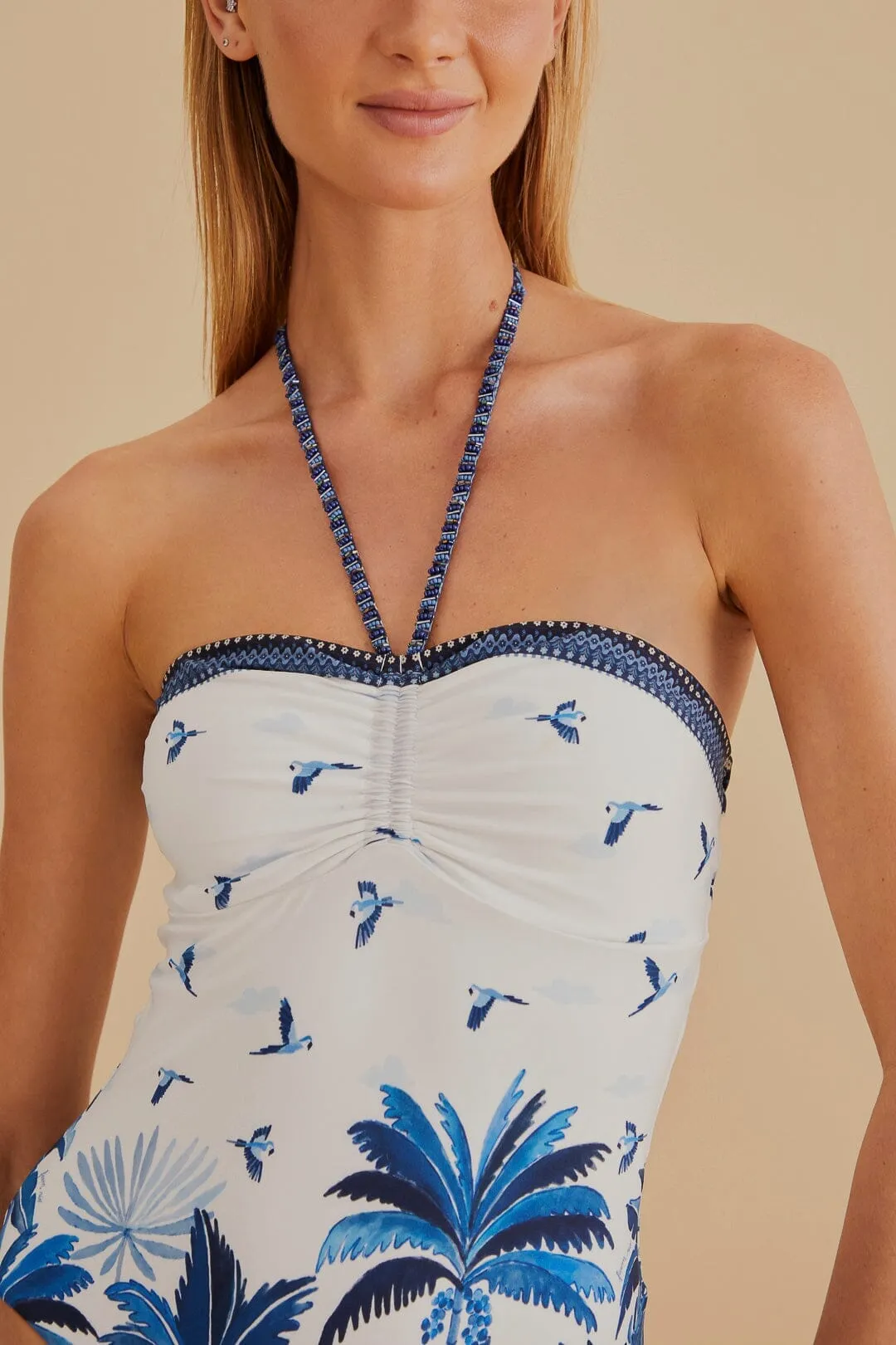 Dream Sky One Piece Swimsuit Built In Shelf Bra Hydrodynamic Contour Design