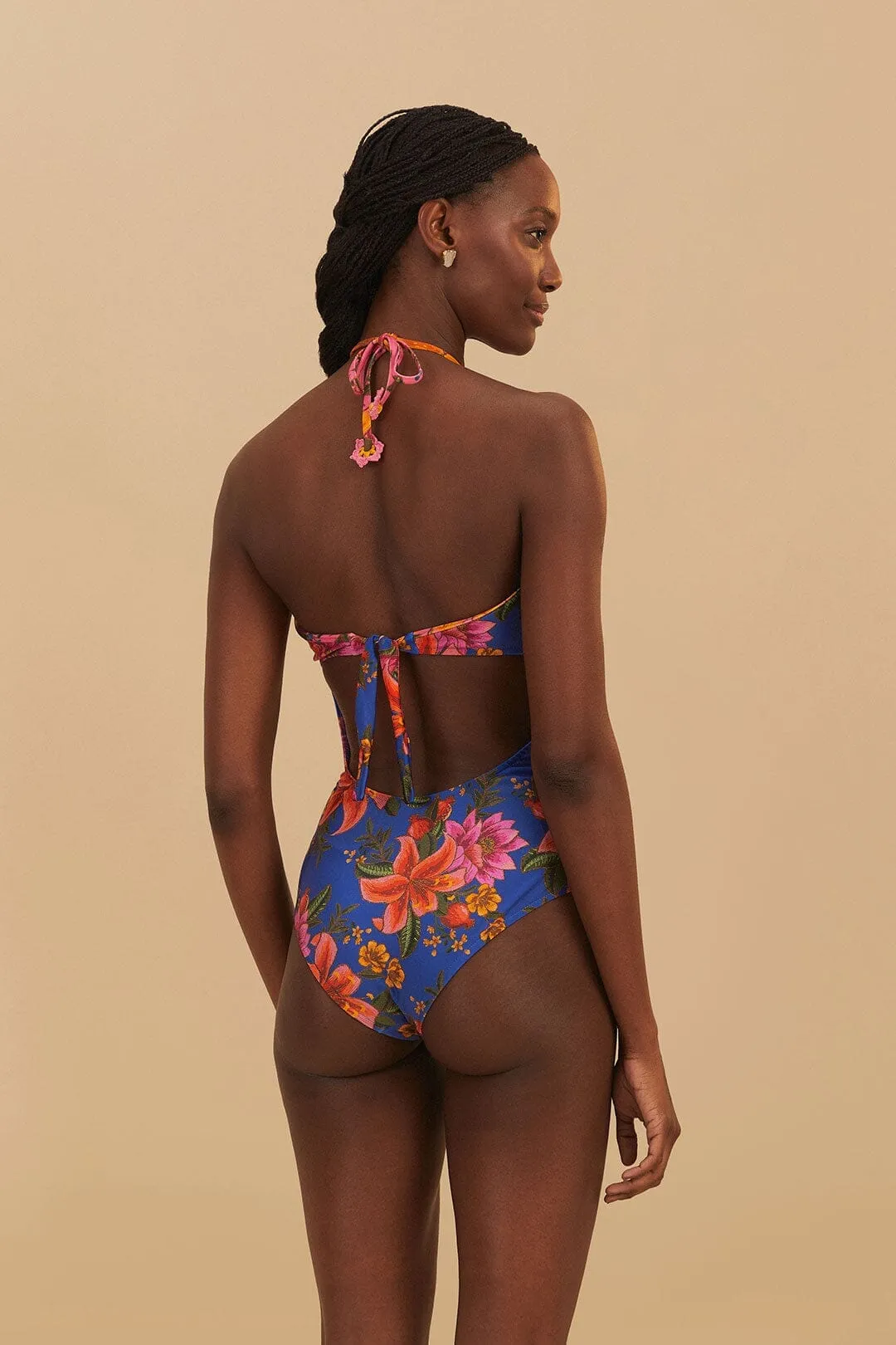 Blue Summer Fruit One-Piece Swimsuit Friction Reducing Fabric