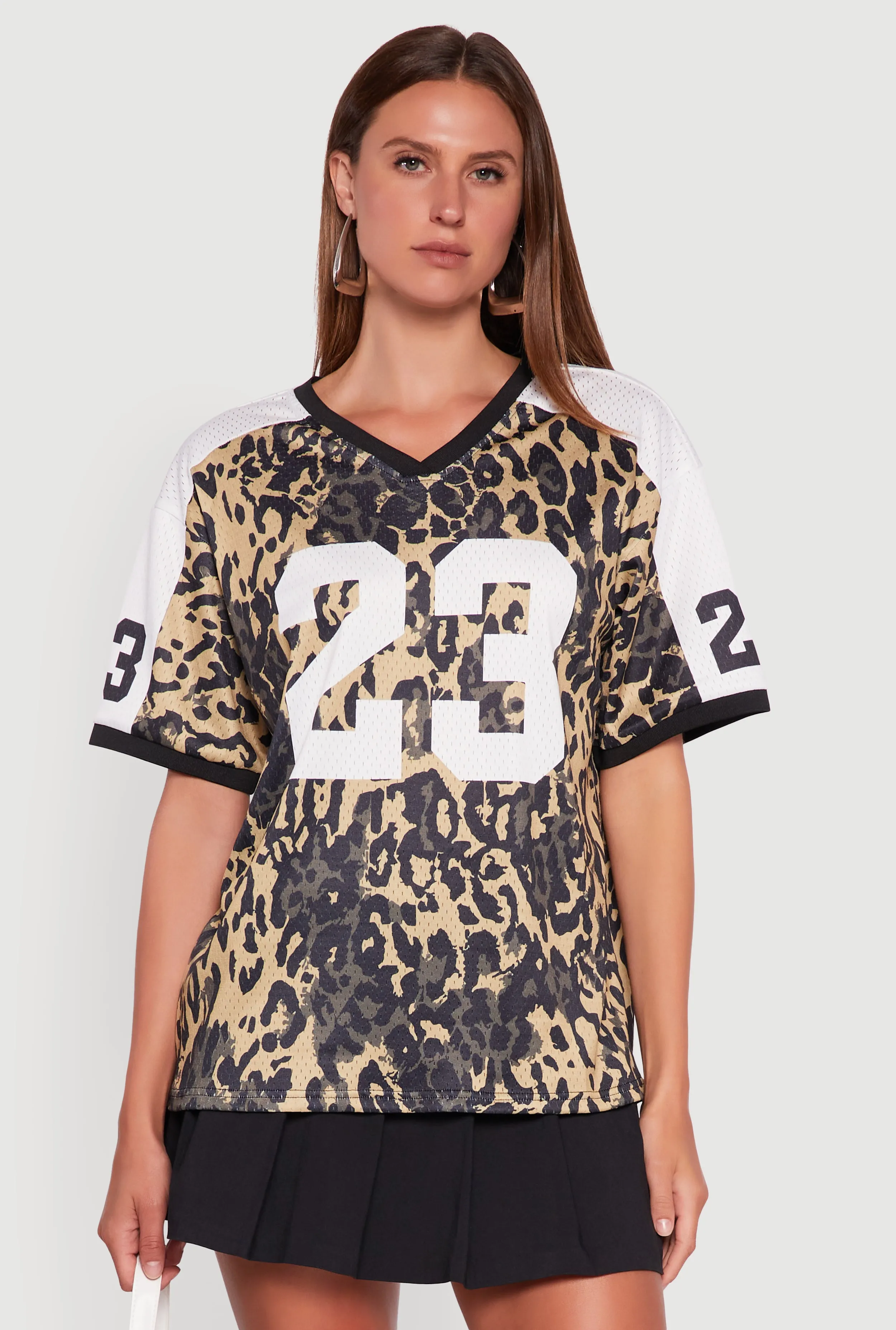 V-Neck Boston 23 Graphic Leopard Print Jersey Essential Fashion Versatile and Stylish
