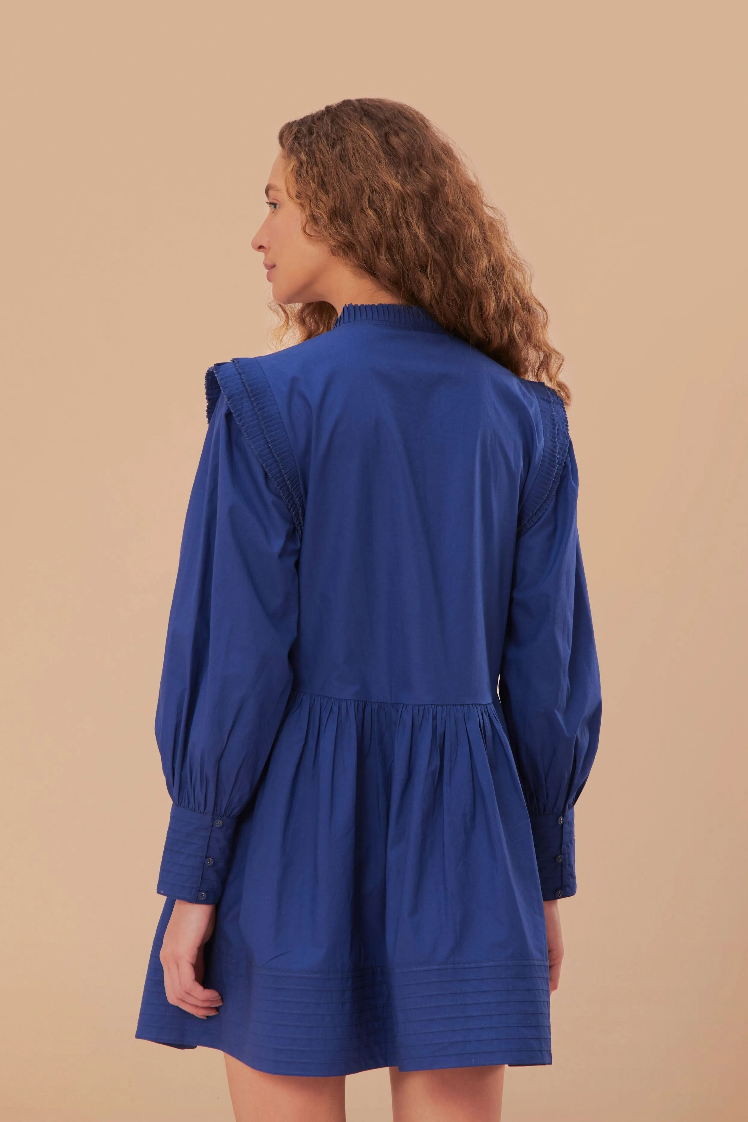 Soft Touch Navy Blue Open Yoke Mini Dress
