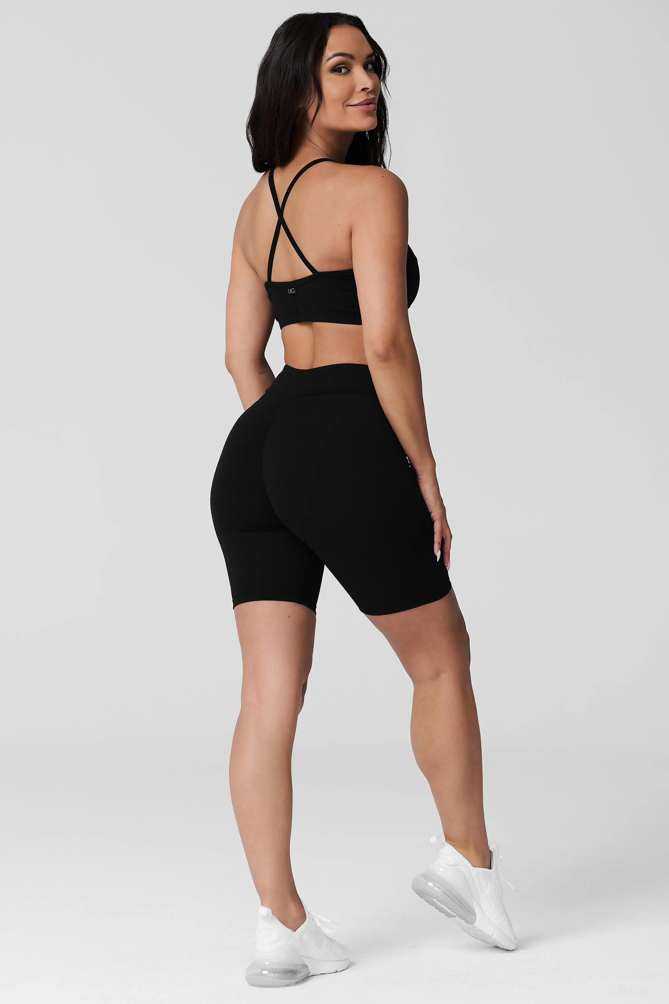 Gloss Fit Black Criss Cross Crop Top