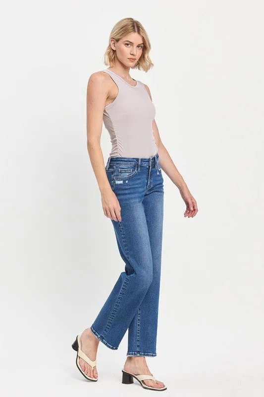 QuickRelease Fasteners SoftTouchLining Lovervet Mid Rise Full Length Straight Jean
