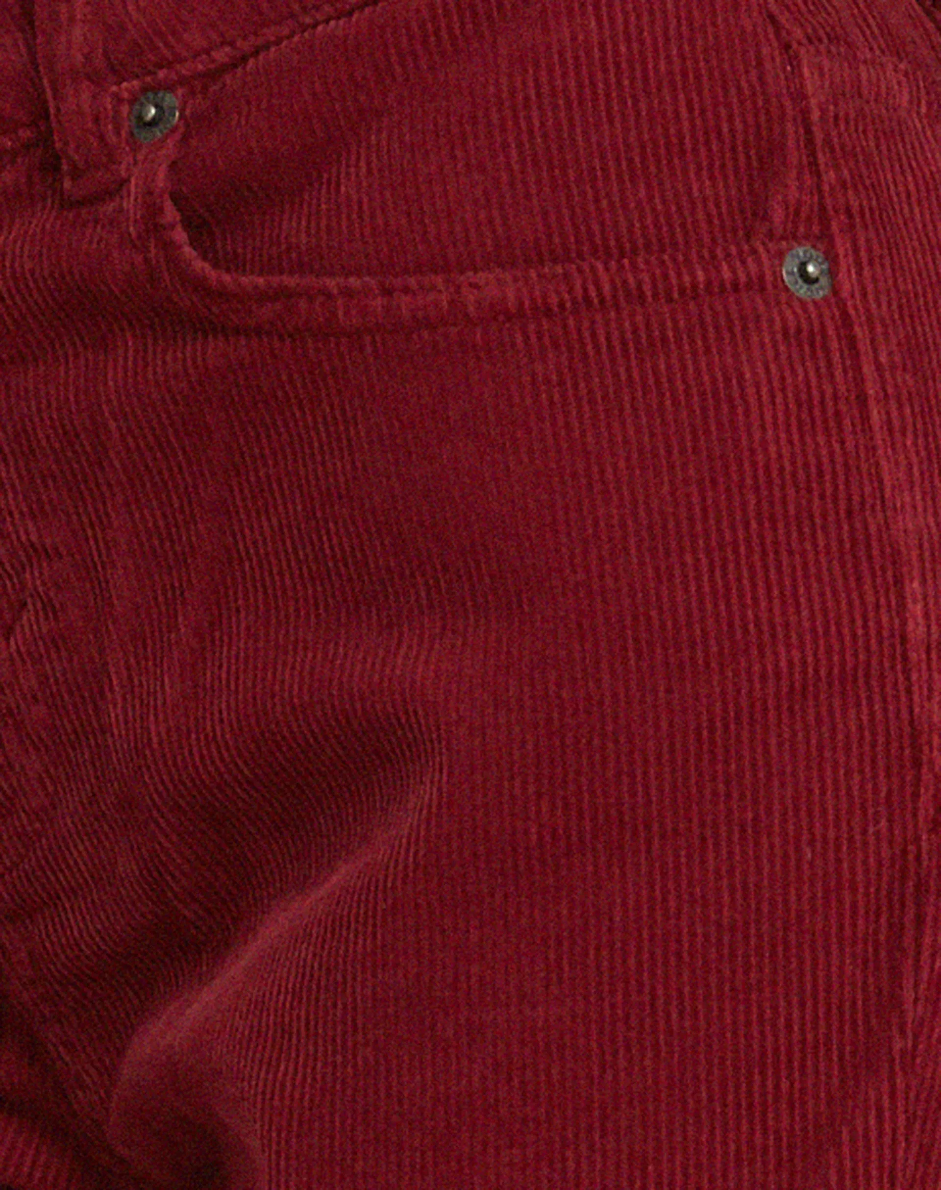 Low Rise Bootleg Jeans in Cord Maroon FlatlockSeaming
