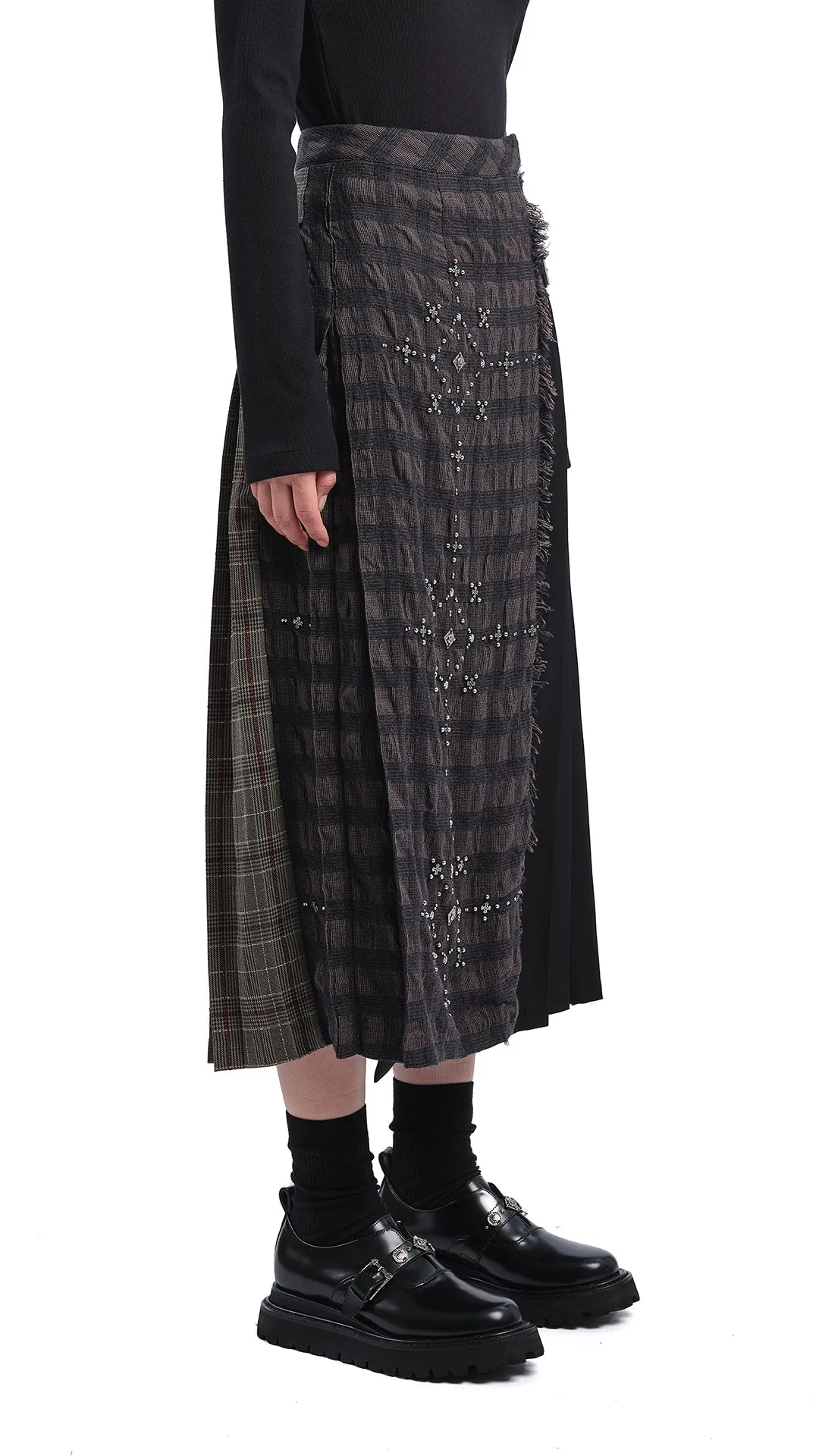 Checker Studs Hostess Skirt raw hem