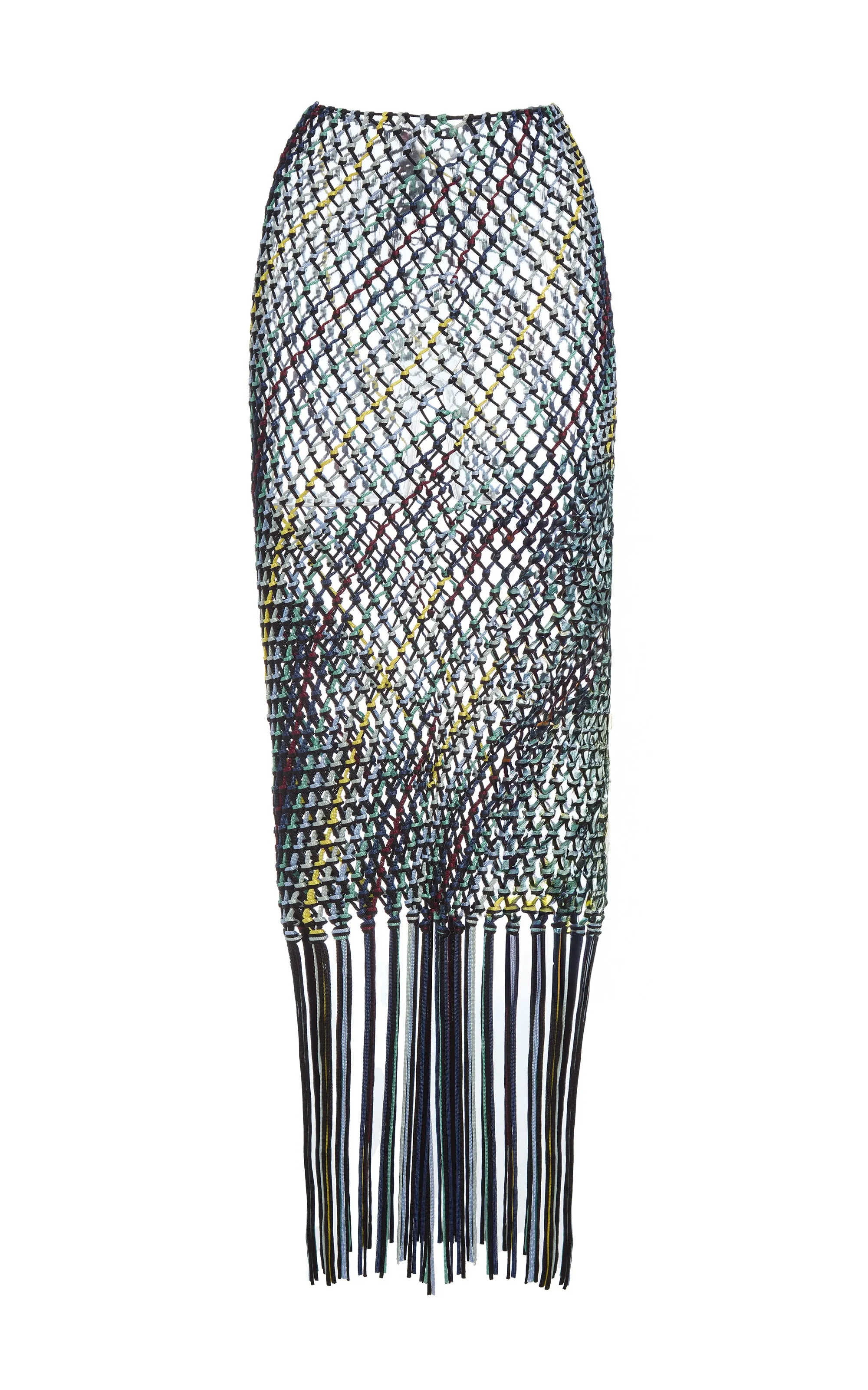 Zana Fringe Macrame Maxi Skirt in Black Multi Silk Style Preview
