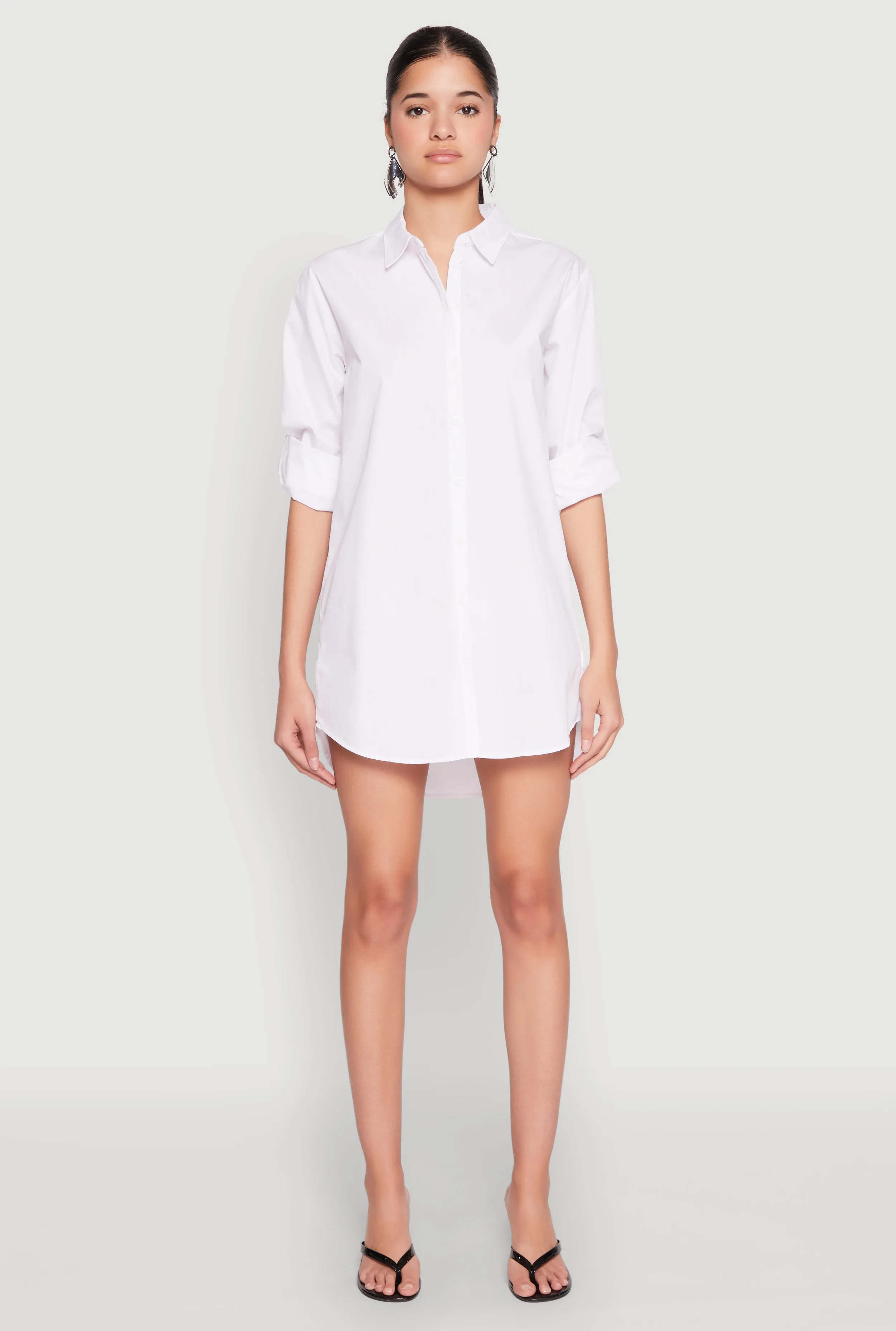 Moisture Wicking Lining Street Chic Poplin Shirt Dress