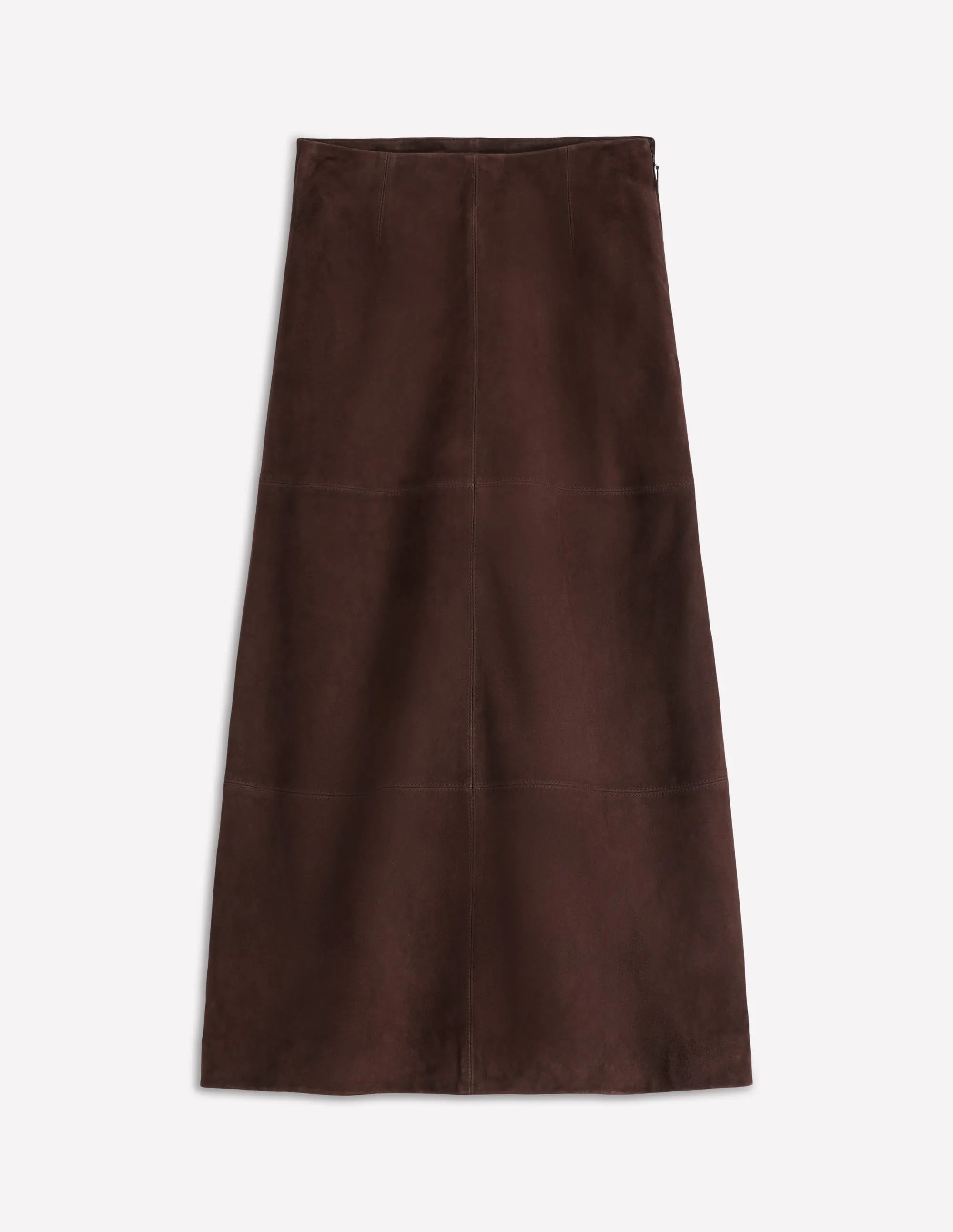 Ultra Comfort Suede Midi Skirt-Dark Chocolate
