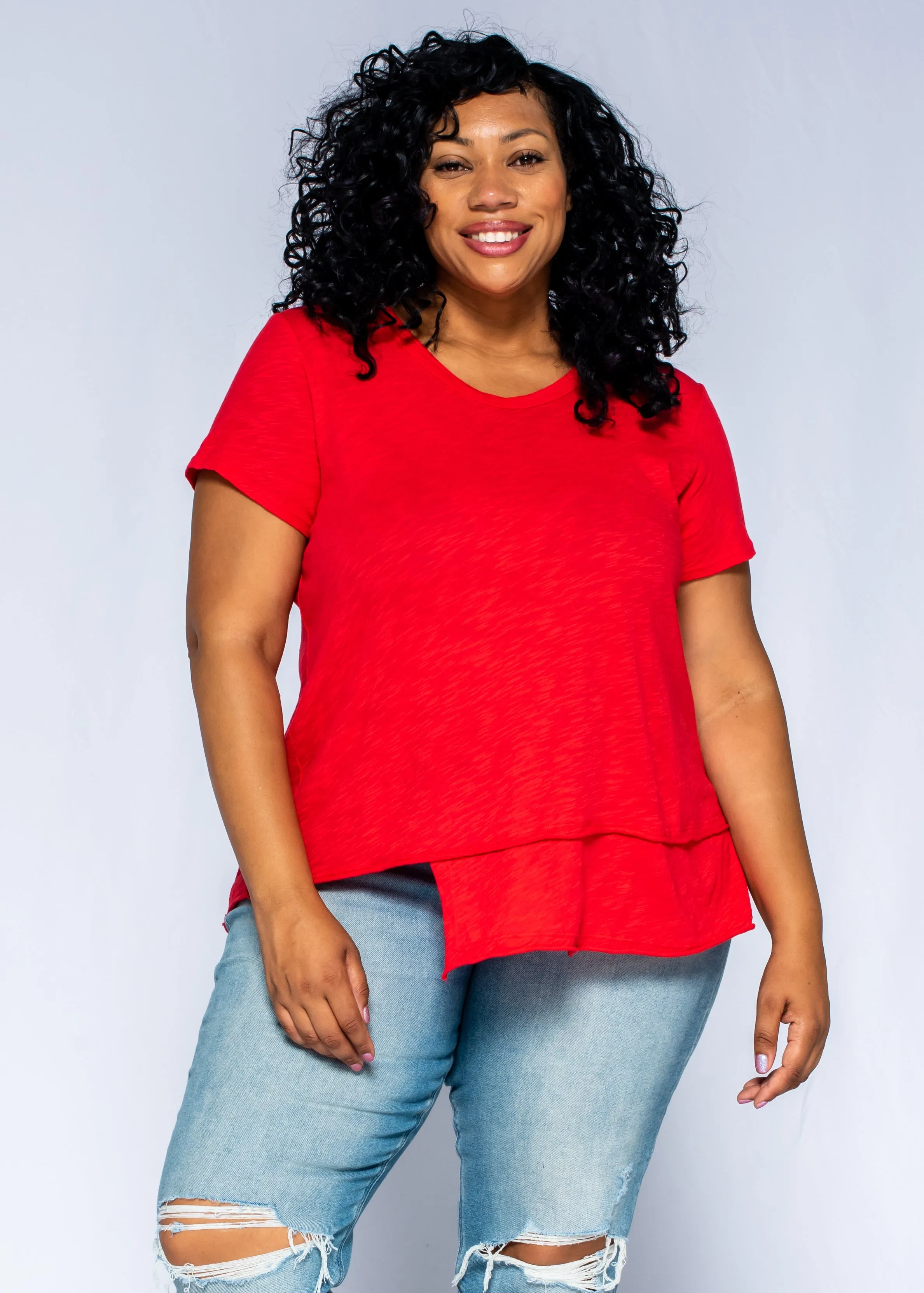 Short Sleeve EZ Crossover Hem Top Vision Fit