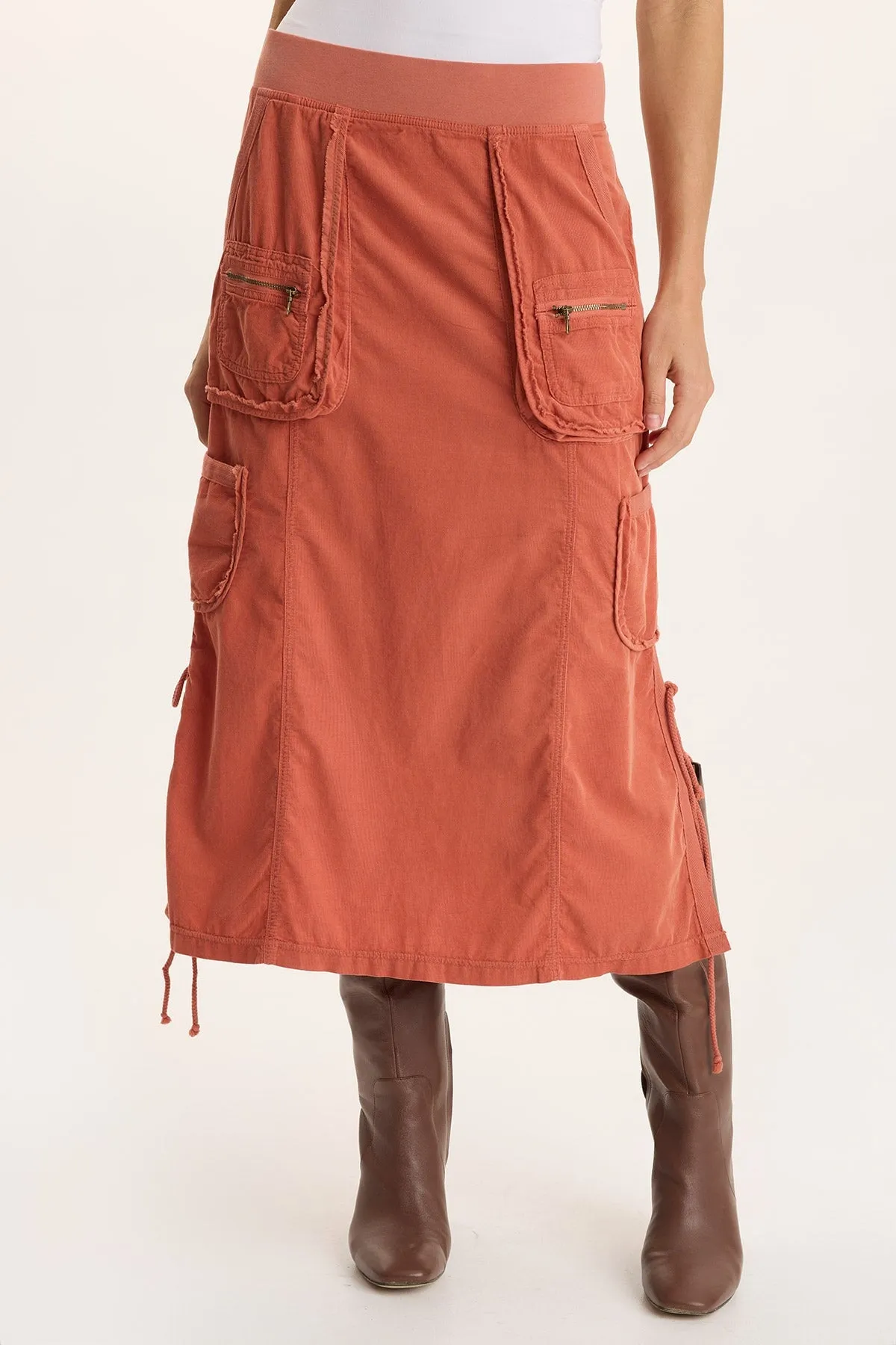 Lightweight Layering Reuse Mode Sisu Corduroy Adjustable Cargo Midi Skirt