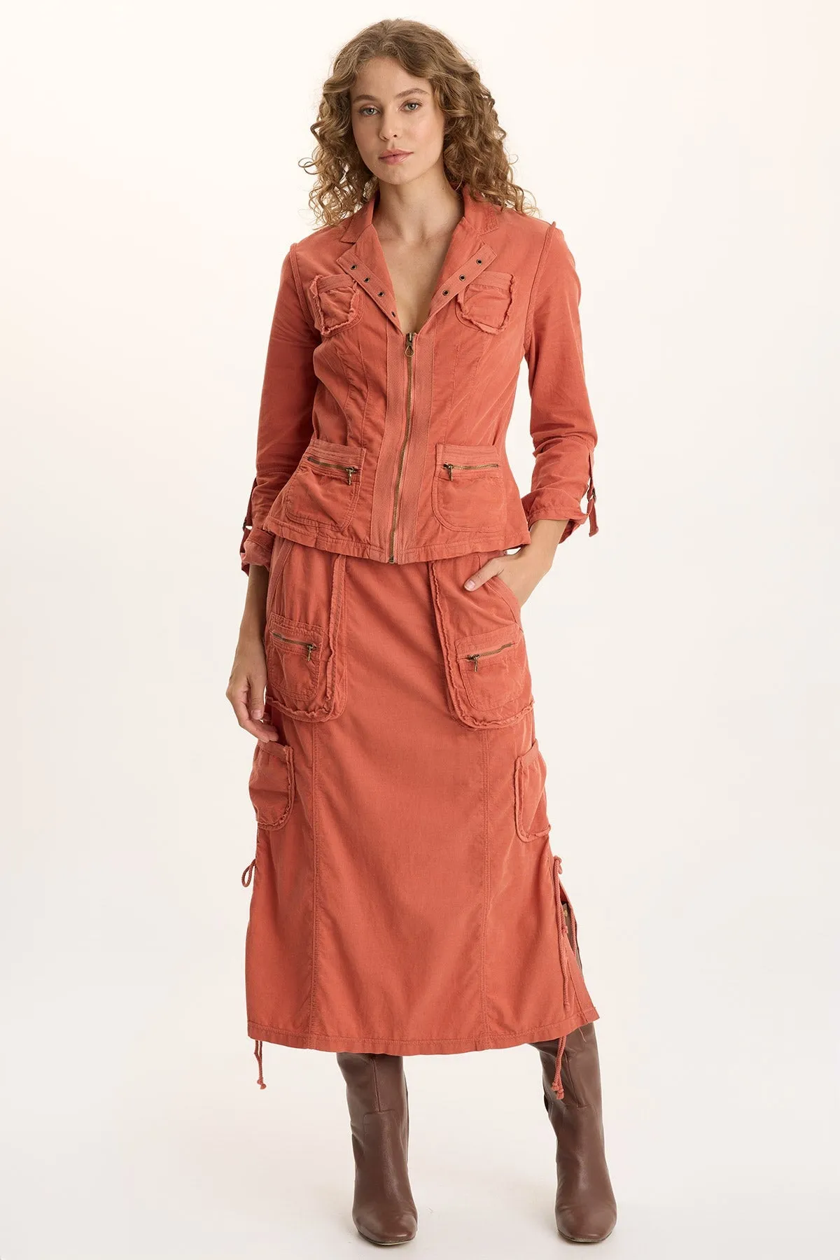 Sisu Corduroy Adjustable Cargo Midi Skirt SnagFree Surface